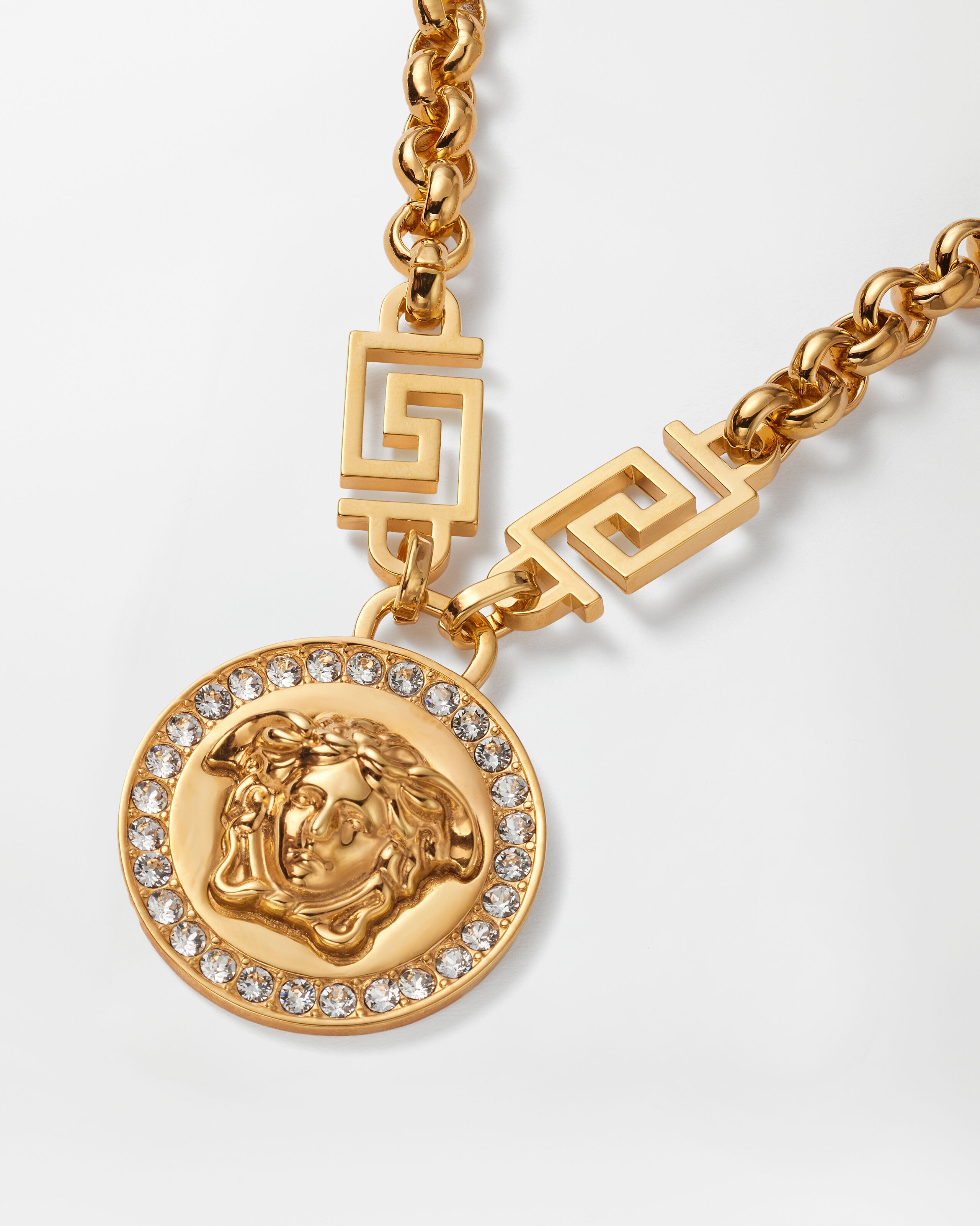 ラ メドゥーサ クリスタル ネックレス ゴールド,ホワイト | VERSACE JP