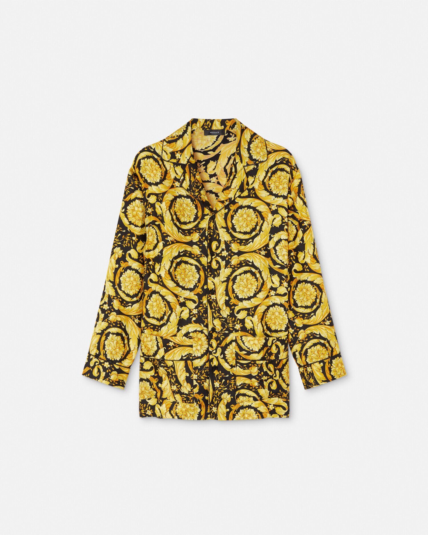 バロッコ プリント シルク パジャマ シャツ ブラック,プリント | VERSACE JP