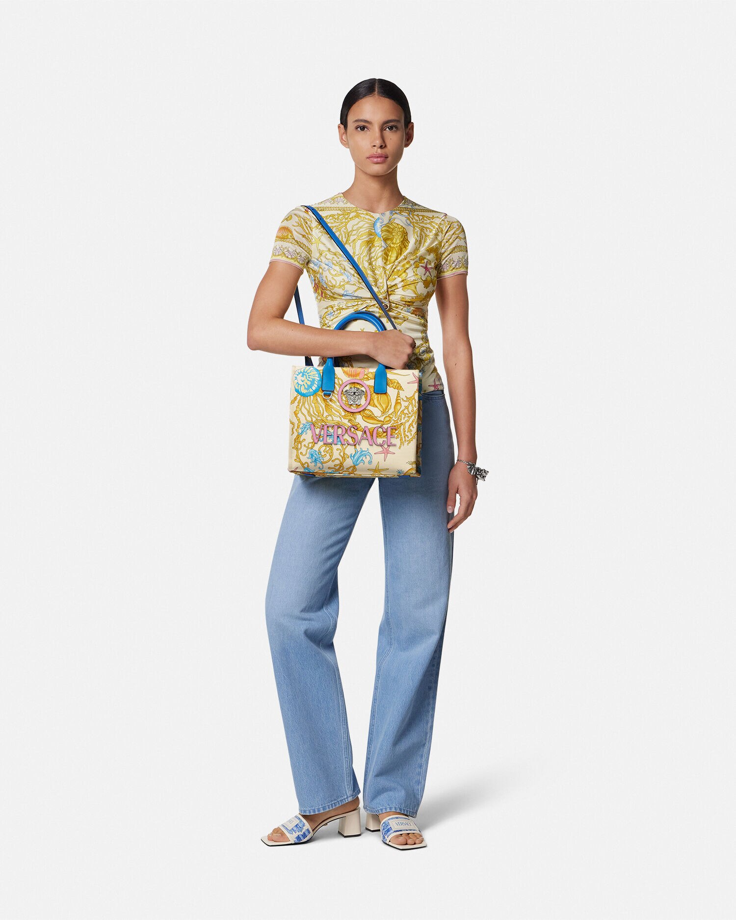関税込 VERSACE/small アンダーウォーター バロッコラメドゥーサ スモール トート バッグ アンダーウォーター バロッコ ラ