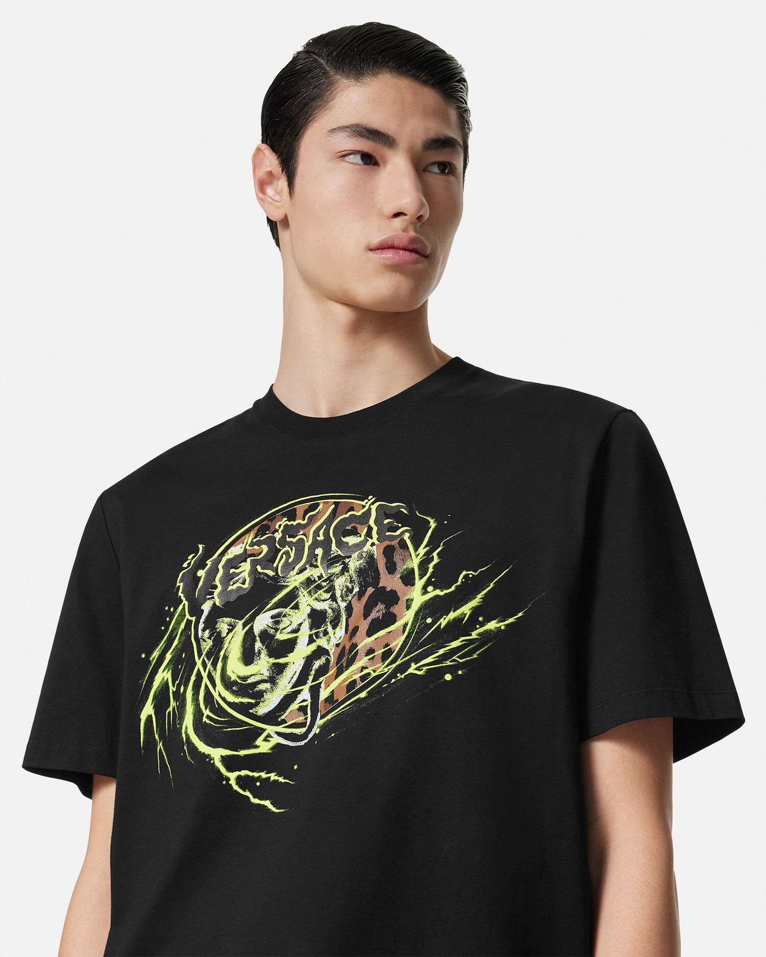 VERSACE ヴェルサーチ　メデューサシルバー　ロゴシャツ ヴェルサーチ A87573 メデューサロゴプリントTシャツ メンズ M