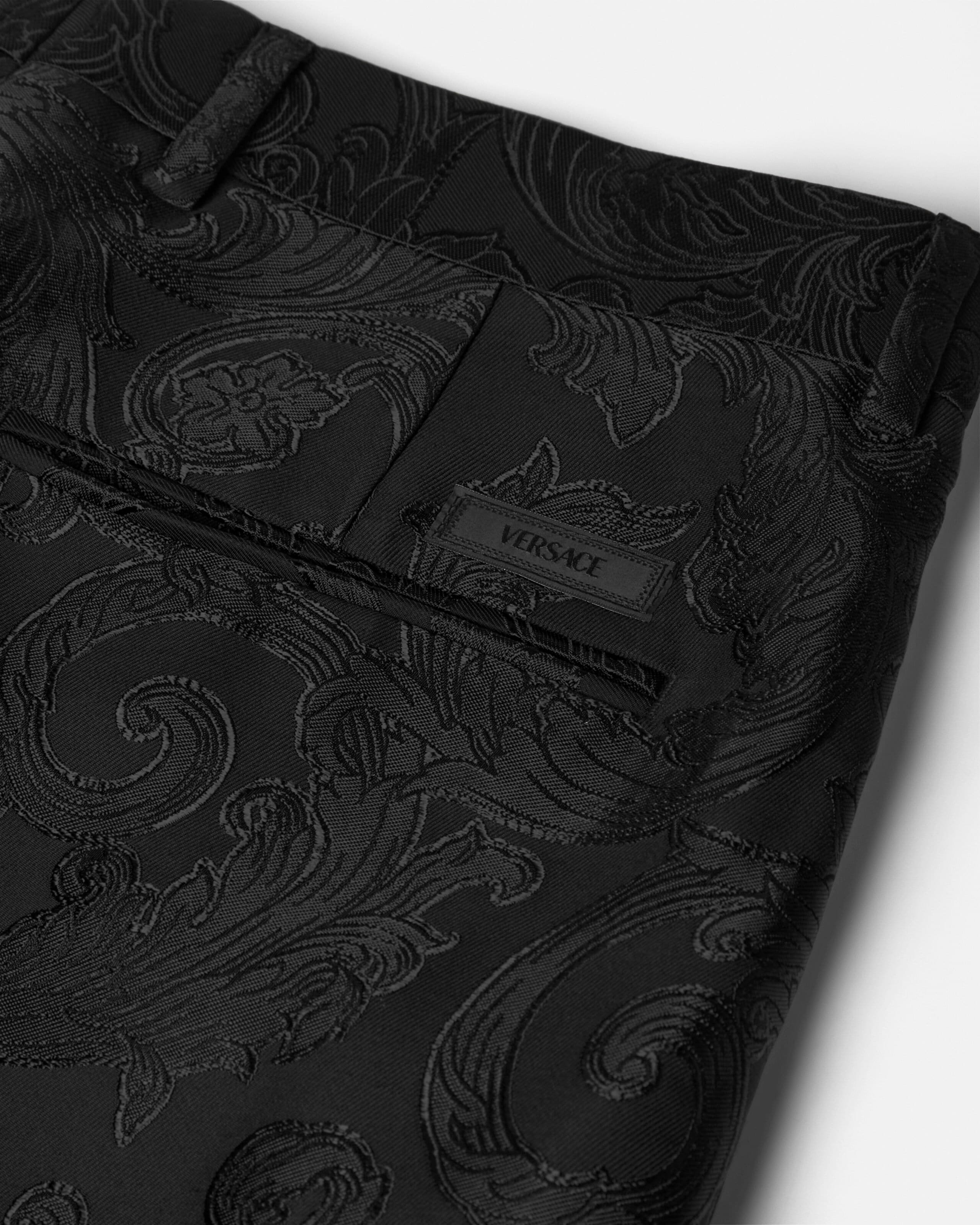ジャカード ウールブレンド パンツ ブラック | VERSACE JP