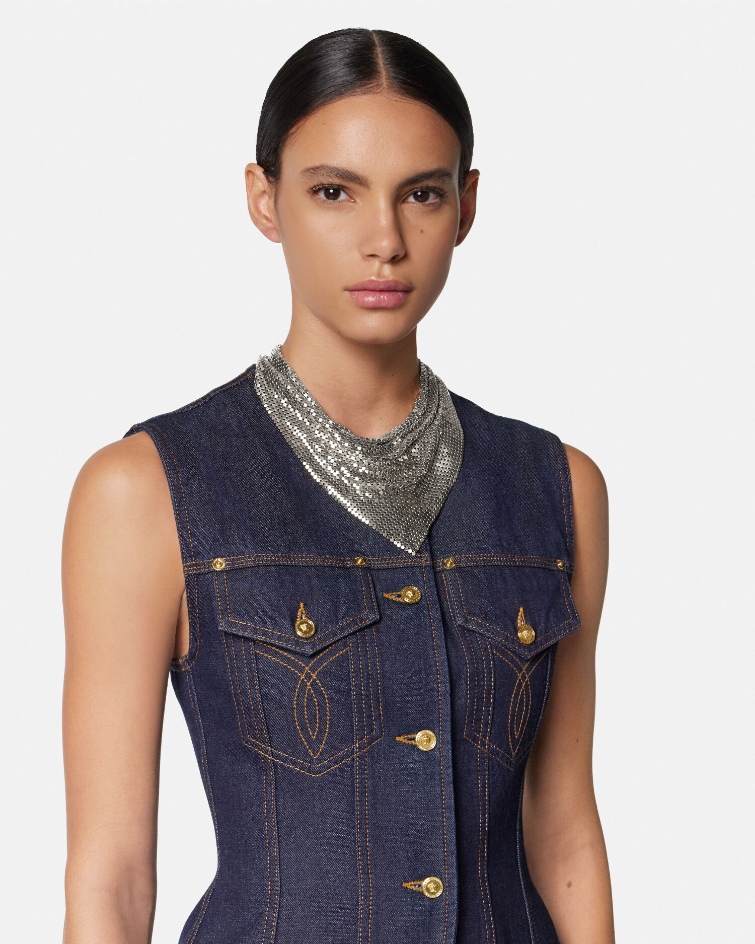 メタル メッシュ バンダナ ネックレス シルバー | VERSACE JP