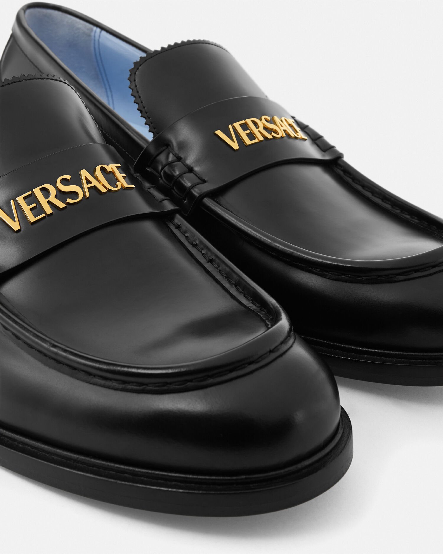 レザー ローファー ブラック,ゴールド | VERSACE JP
