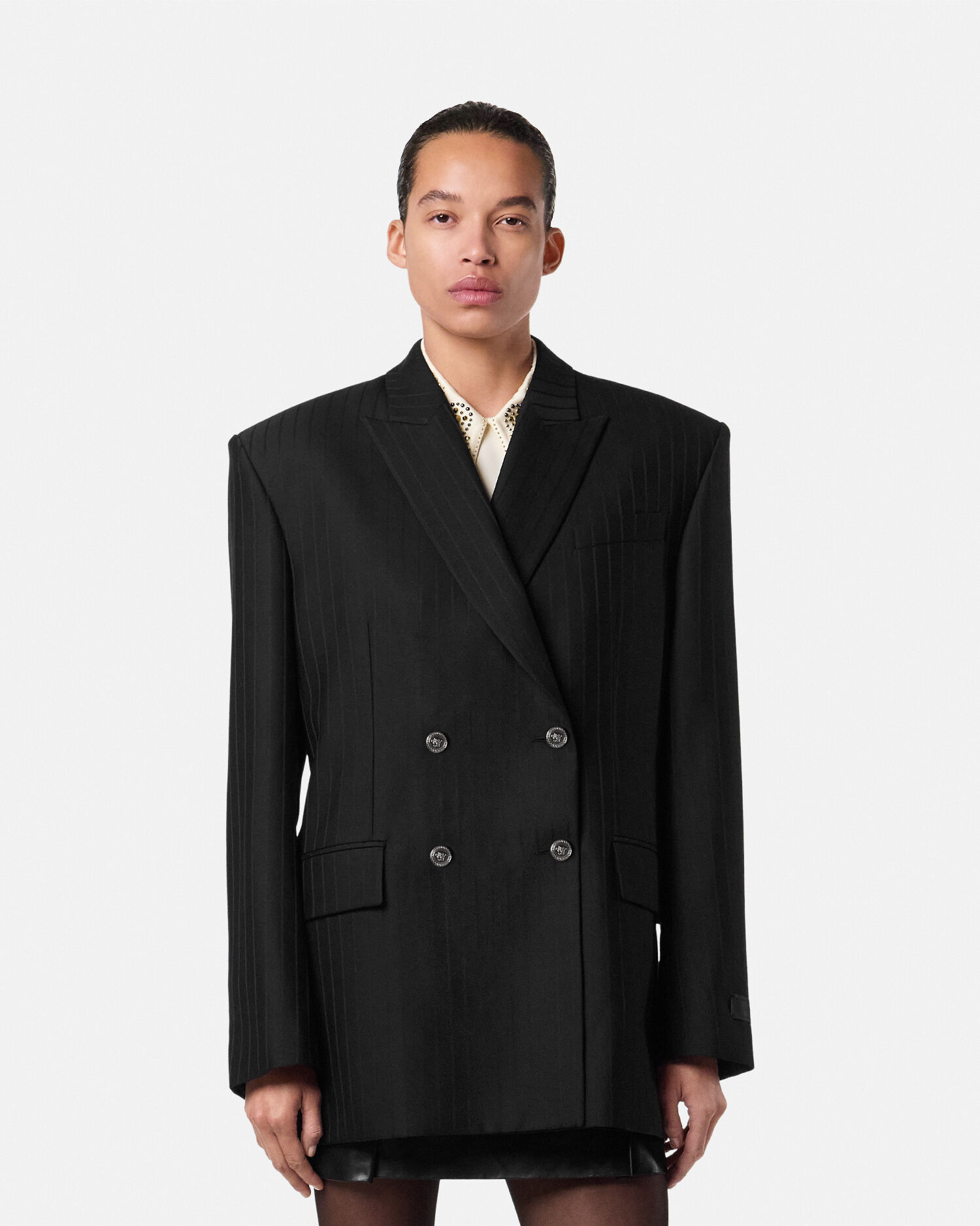 ウール ピンストライプ ダブルブレスト ブレザー | VERSACE JP