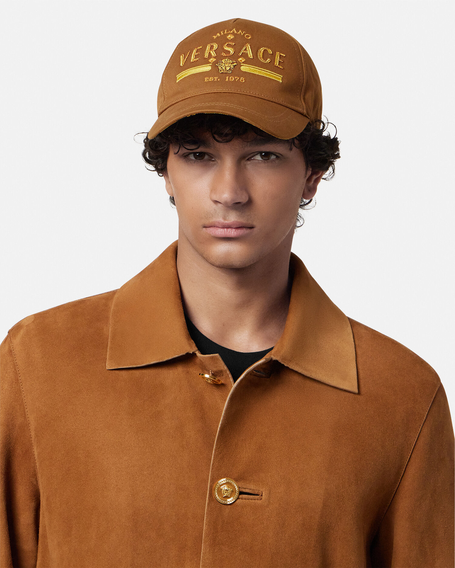 Logo Embroidered Baseball Cap Black,Gold | VERSACE US