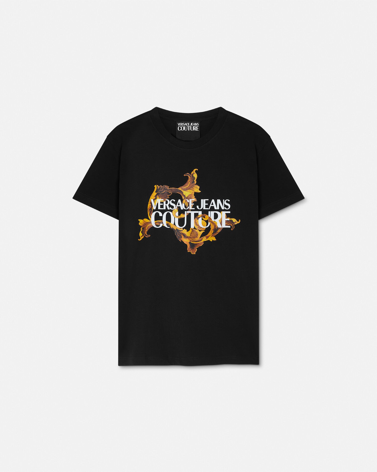 ヴェルサーチジーンズ ポーセリン バロッコ 半袖Tシャツ 総柄 ブラック　M ヴェルサーチジーンズ ポーセリン バロッコ 半袖Tシャツ 総柄 ブラック M