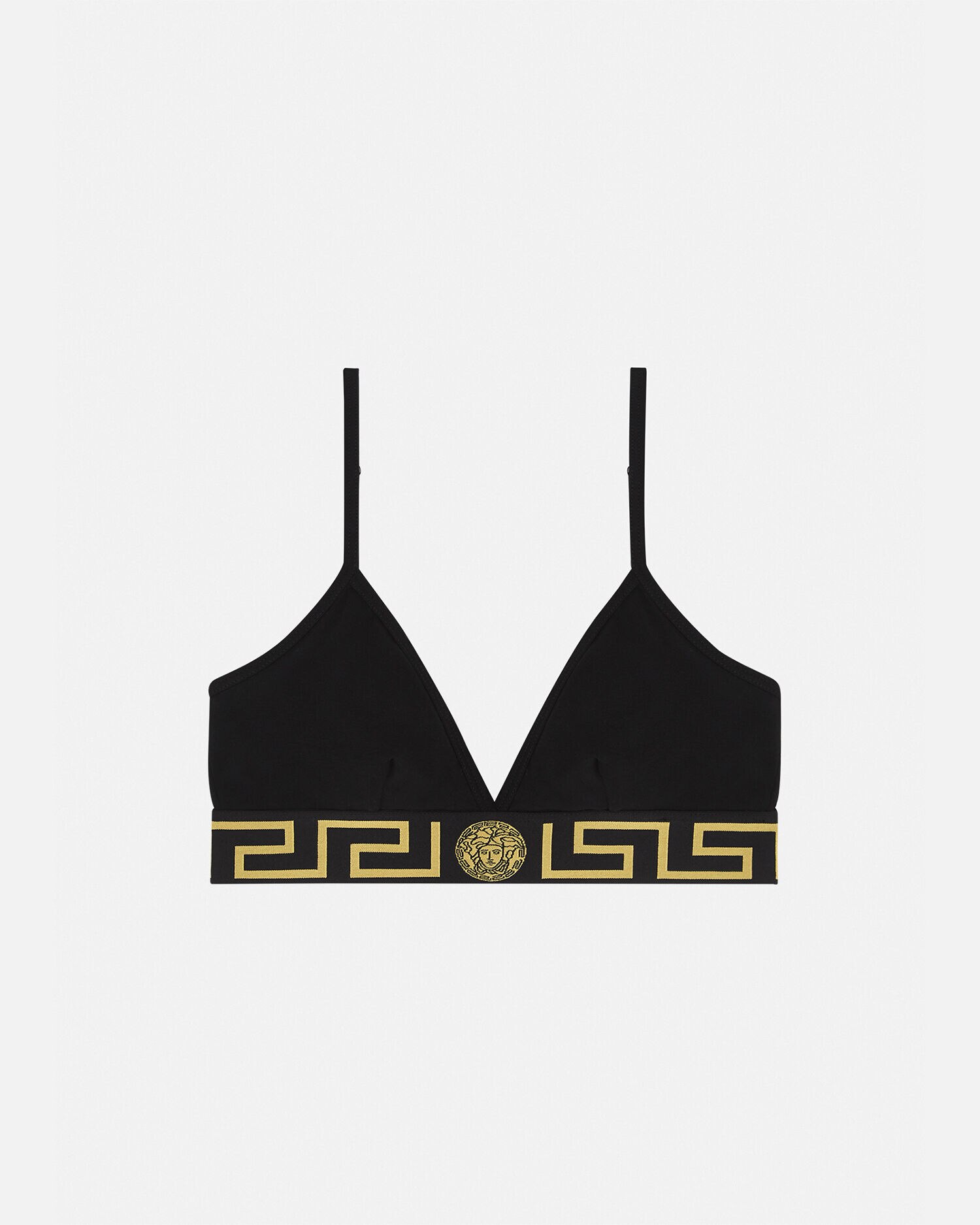 グレカ ボーダー トライアングル ブラレット ブラック | VERSACE JP