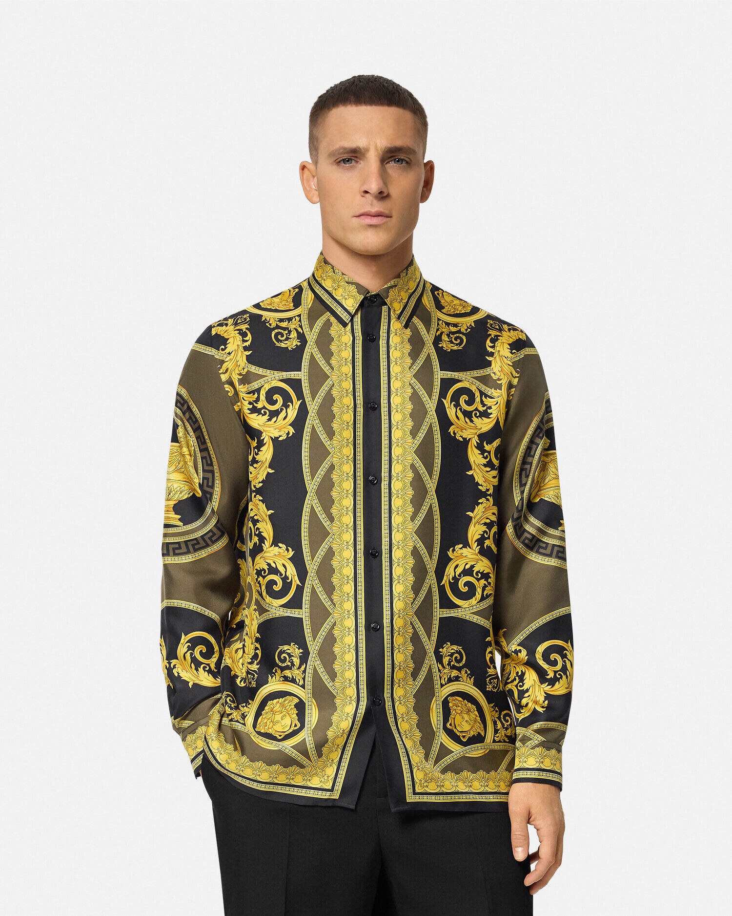 ラ クープ デ デュー シルク シャツ ブラック | VERSACE JP