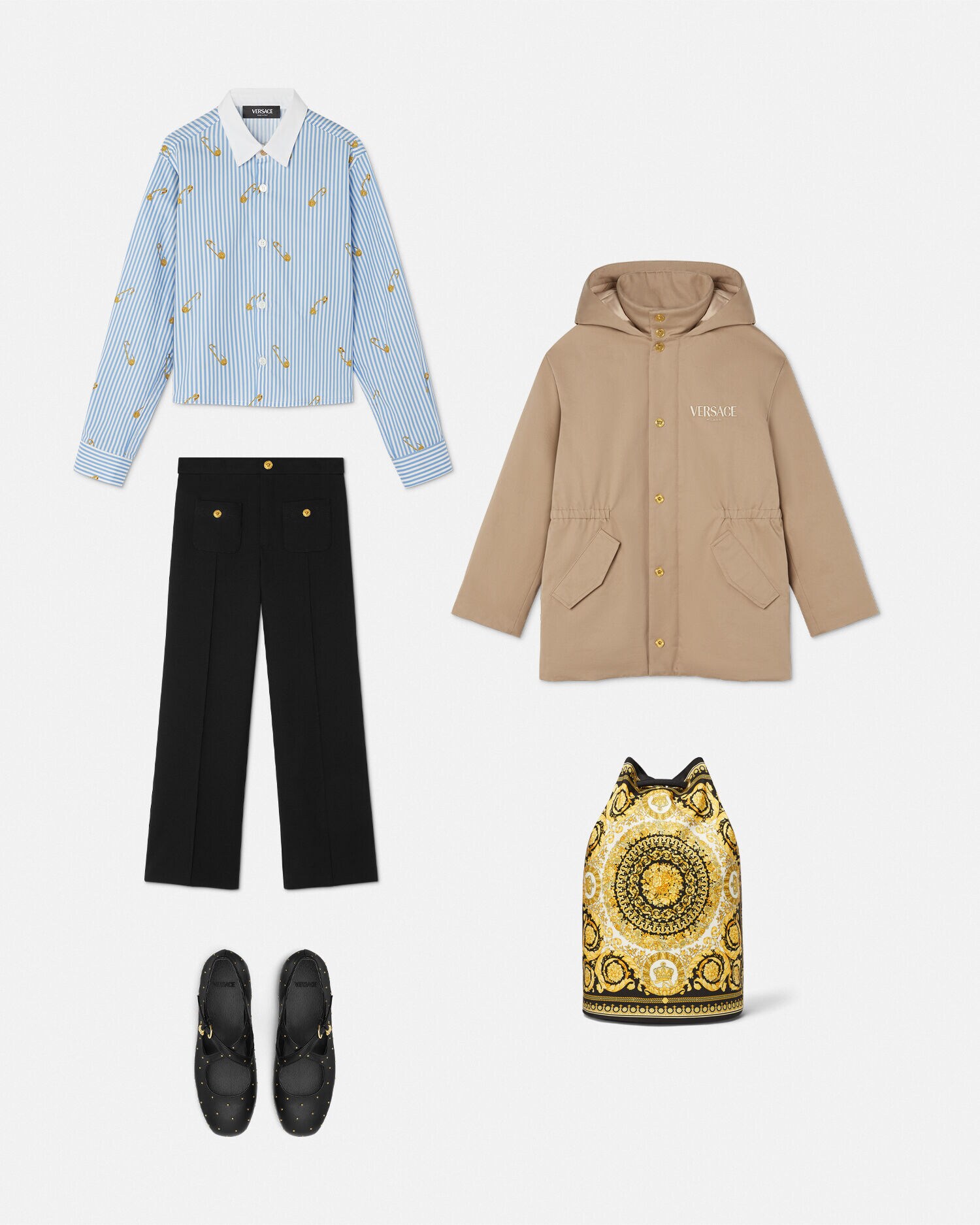 シャツ ピンストライプ ピン キッズ ブルー,ホワイト | VERSACE JP