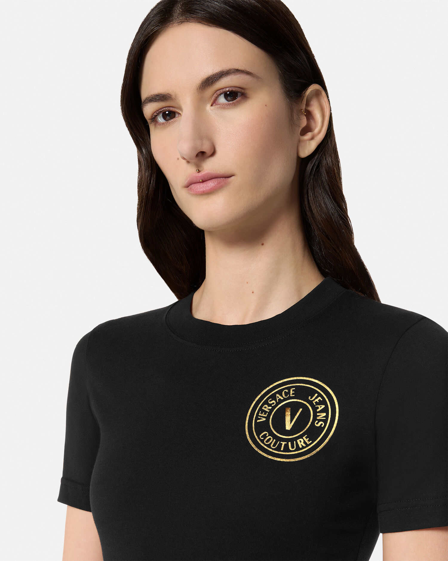 Versace Jeans Couture V Emblem T-Shirt Black at CareOfCarl.com
