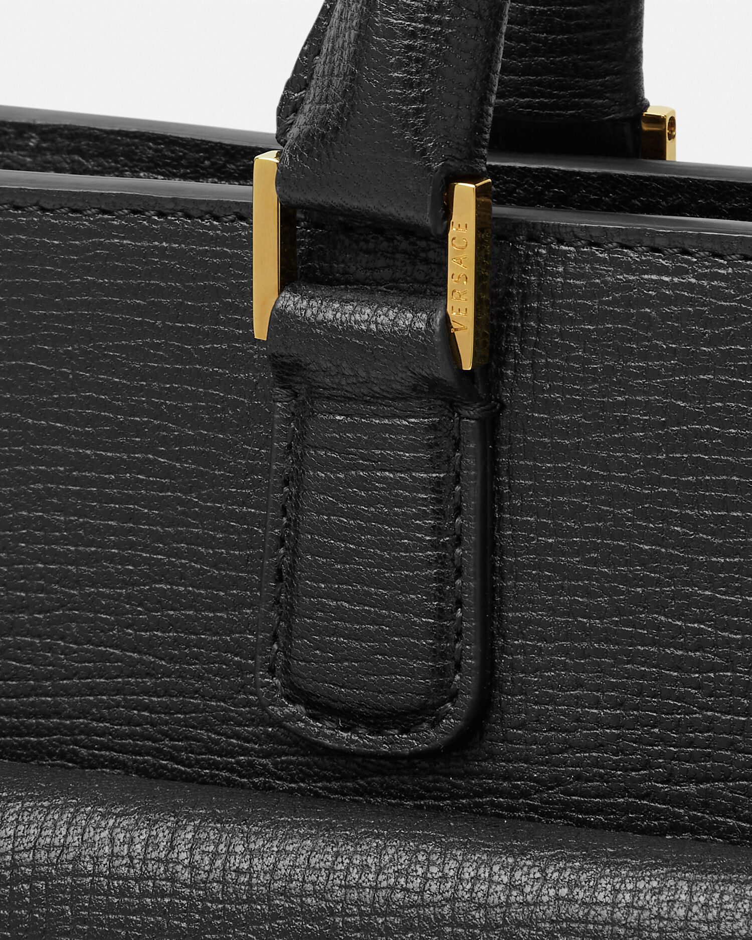 メドゥーサ ビギー レザー ブリーフケース ブラック,ゴールド | VERSACE JP