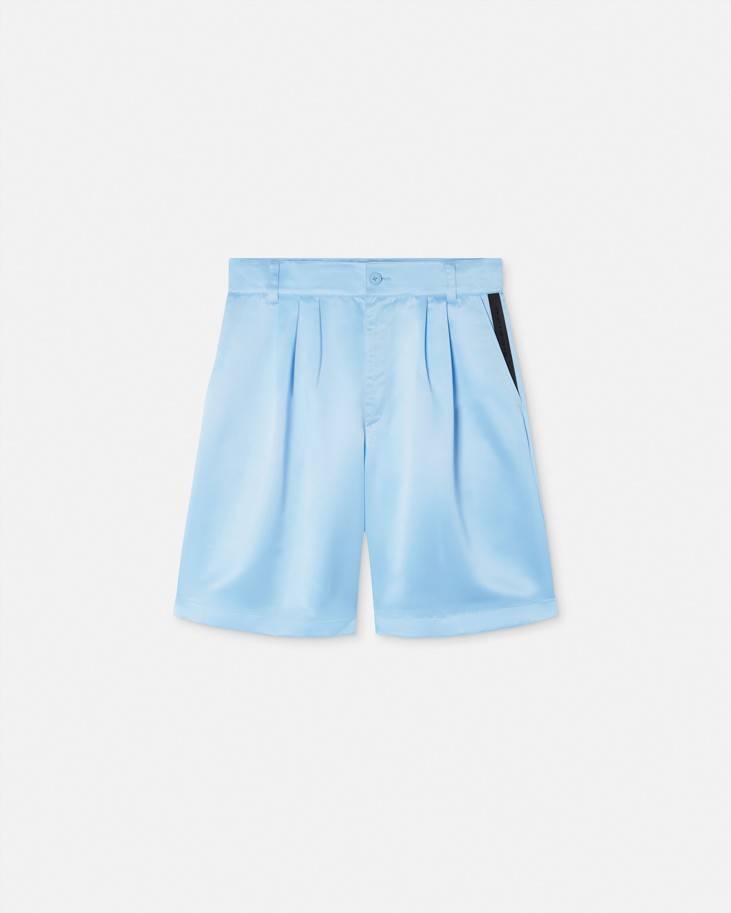 プリント ビスコース バミューダ ショートパンツ ブルー,ブラック