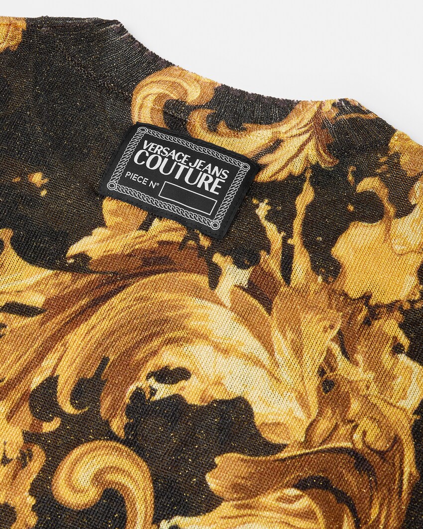 プリント ビスコース ニット クロップ セーター ブラック+ゴールド 4