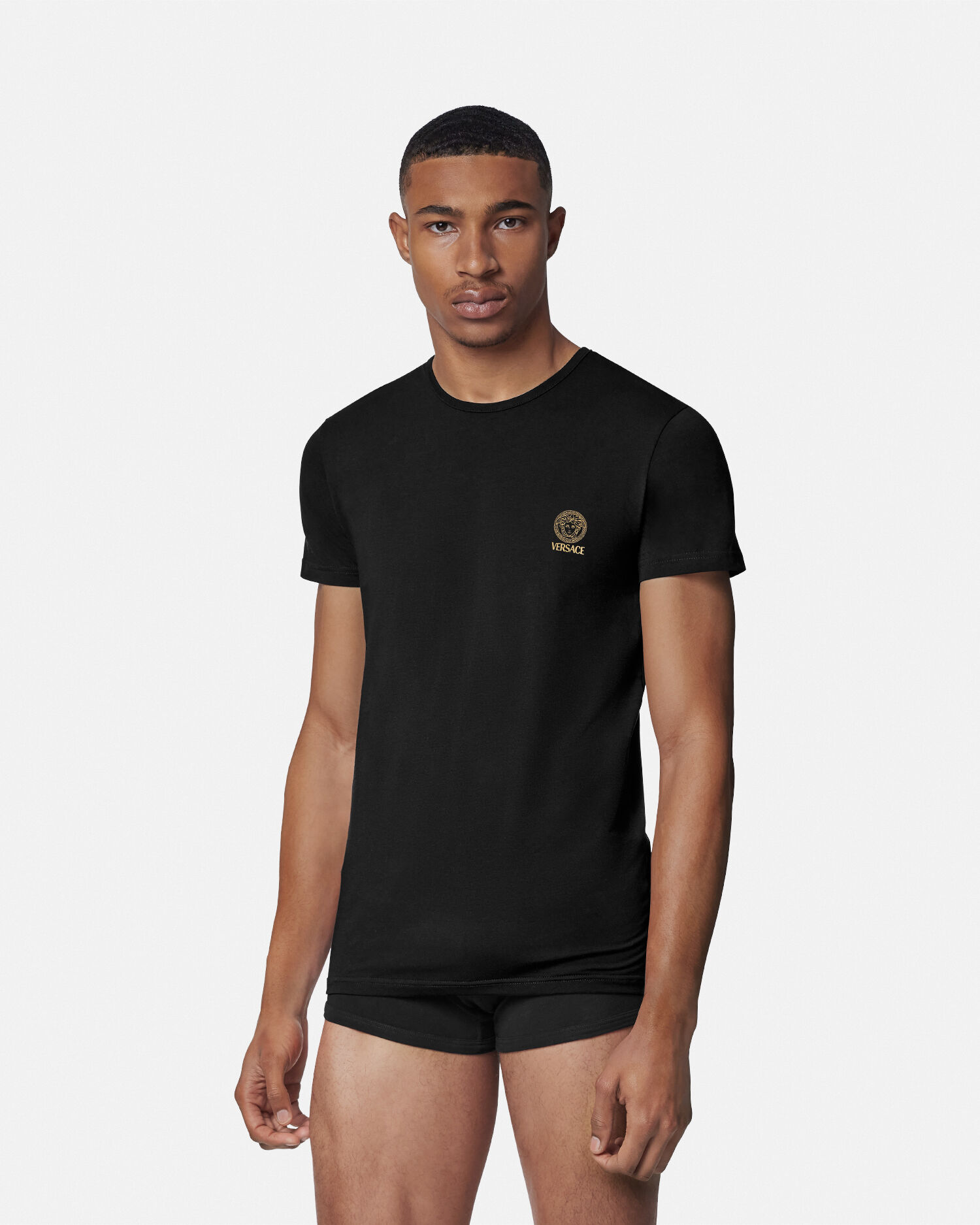 コットンジャージー アンダーシャツ 2枚パック ブラック | VERSACE JP