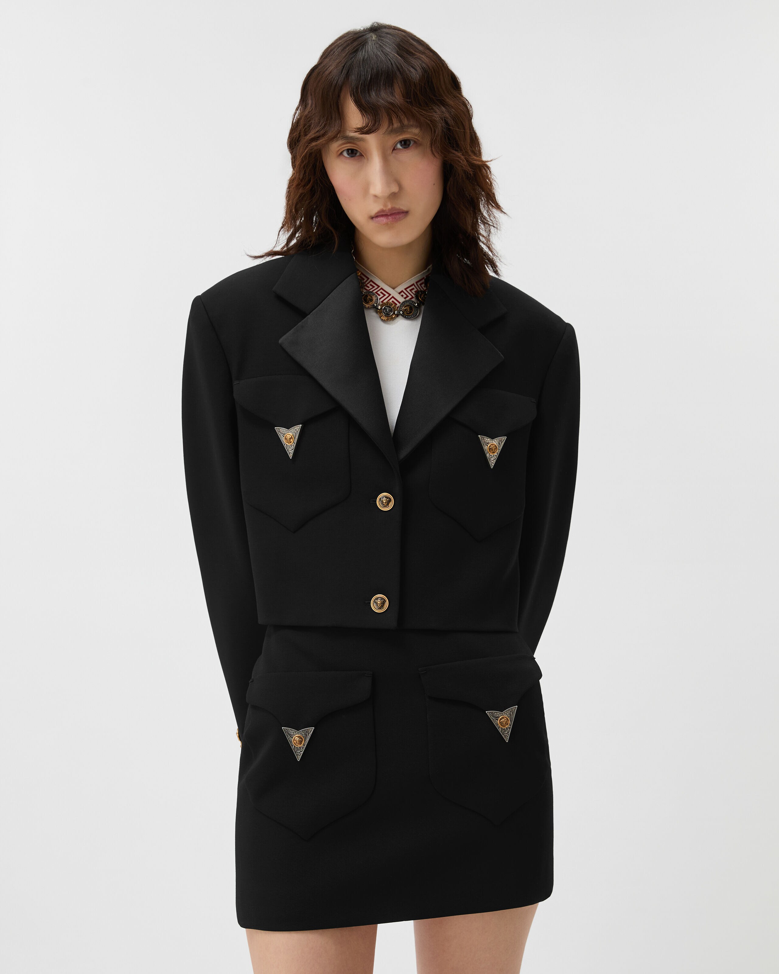 ウールクロップブレザー ブラック | VERSACE JP