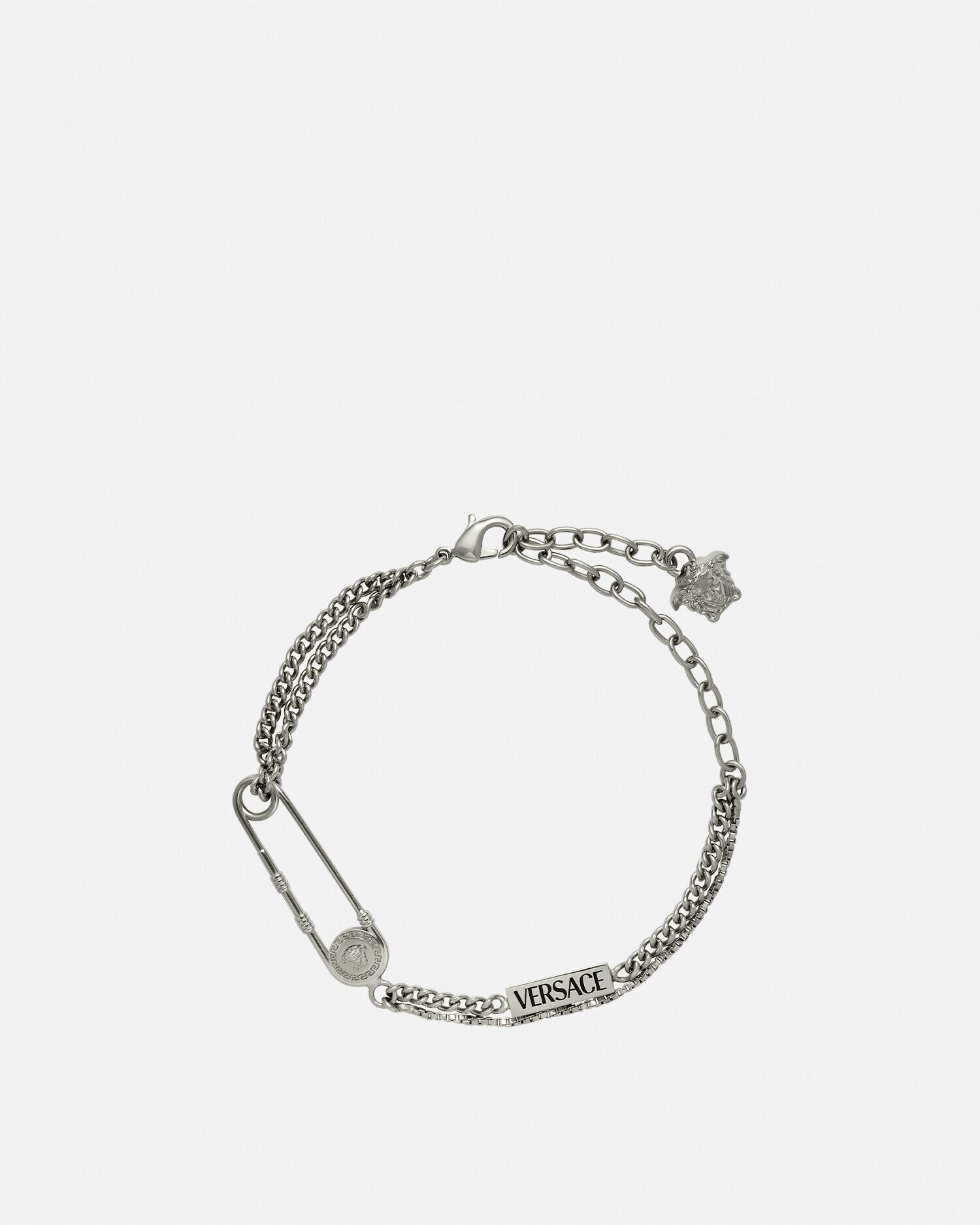VERSACE ヴェルサーチ シルバー レザー ブレスレット 925 SILVER