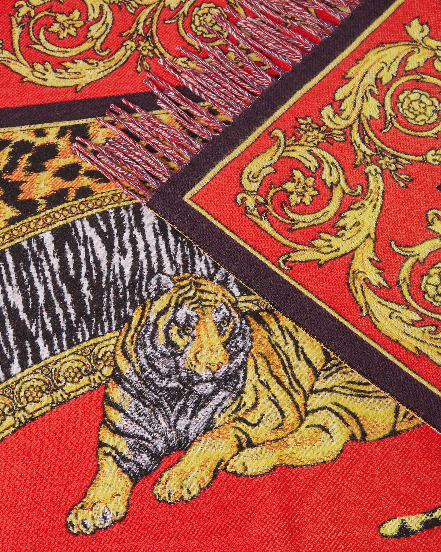 フリンジ ブランケット デュベ ストライプス レッド,プリント | VERSACE JP