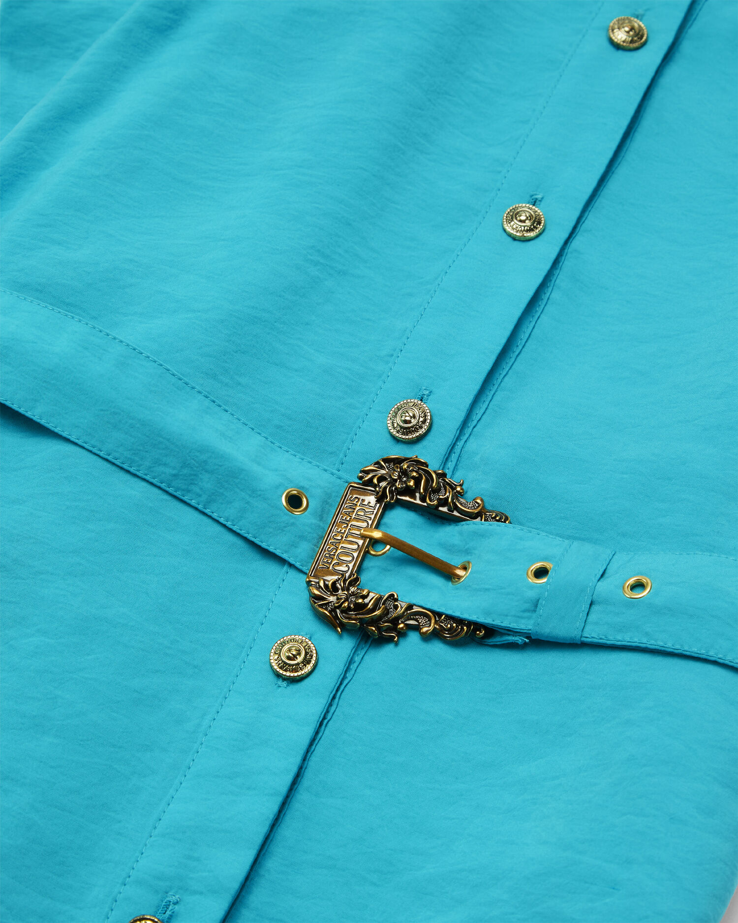 VERSACE デニム ミニドレス ブルー デニム スクープネック フィット ミニ ドレス ブルー | VERSACE JP
