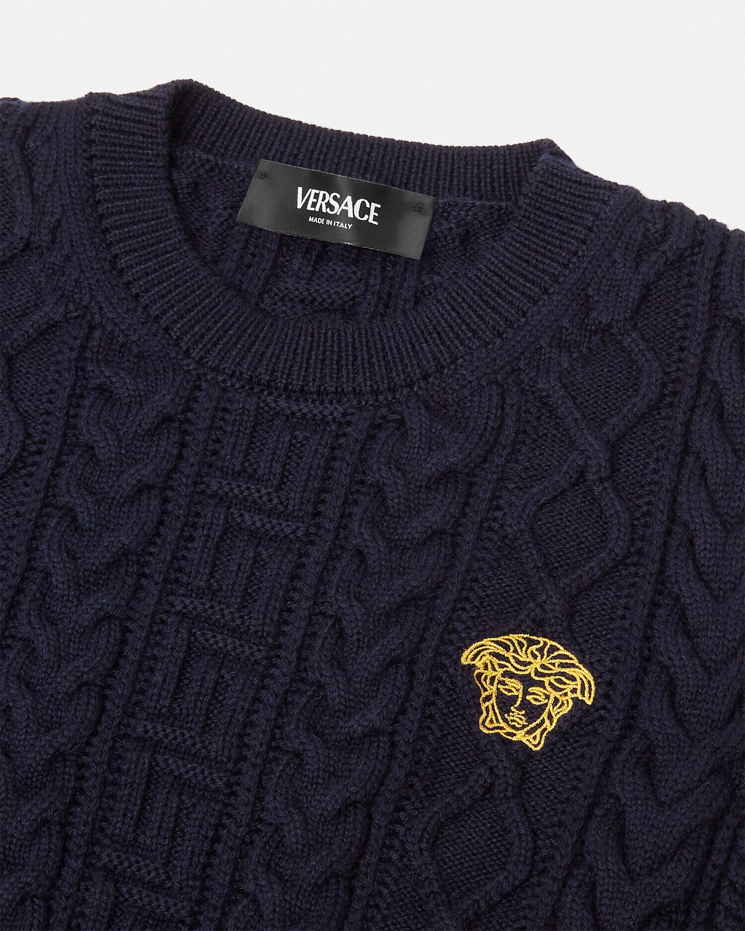 メドゥーサ キッズ ケーブルニット セーター ブルー | VERSACE JP