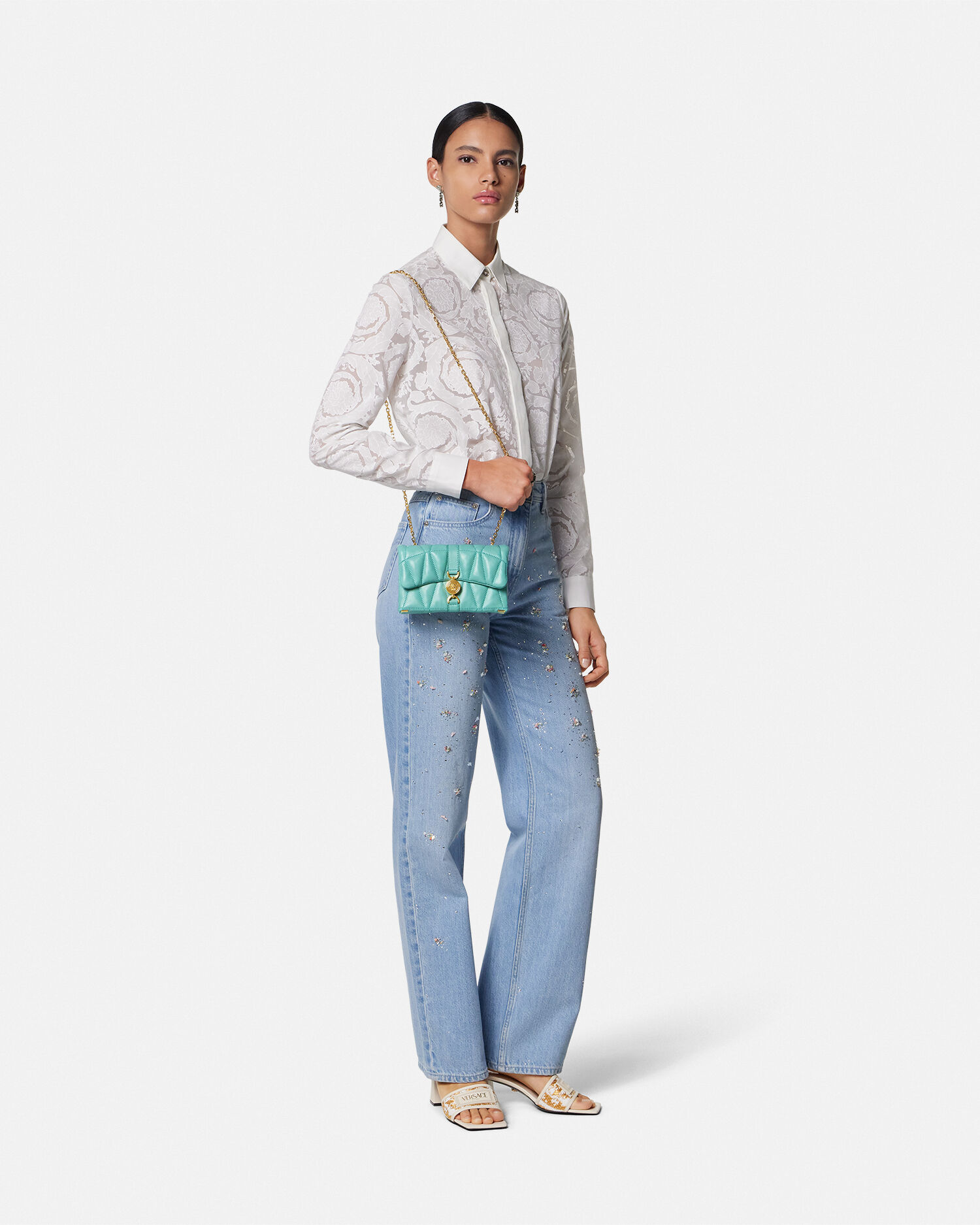 【VERSACE】キルティング ミニバッグ クレイオ 直営 キルティング ミニ バッグ クレイオ ブルー | VERSACE JP