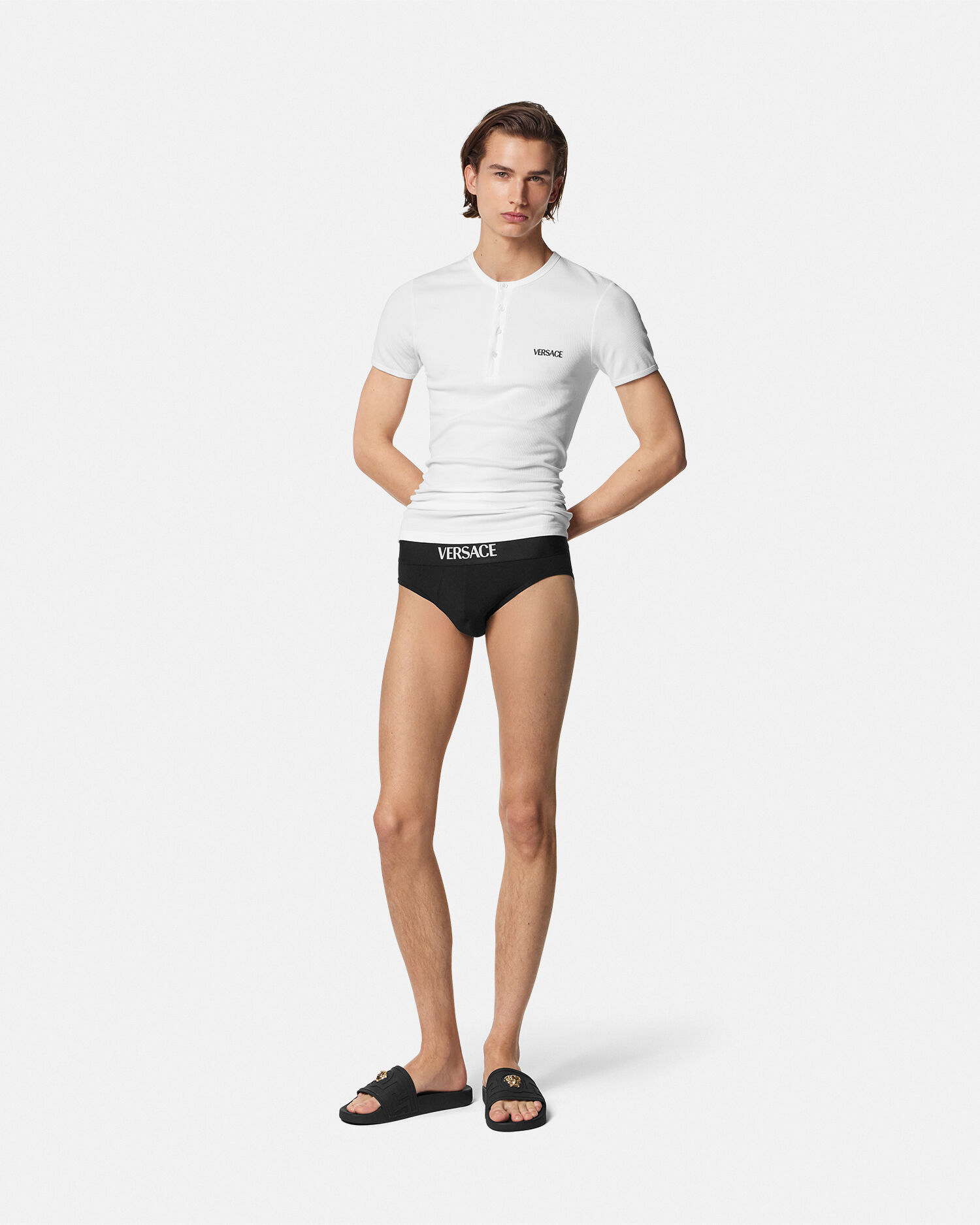 コットン リブ編み Tシャツ ホワイト | VERSACE JP