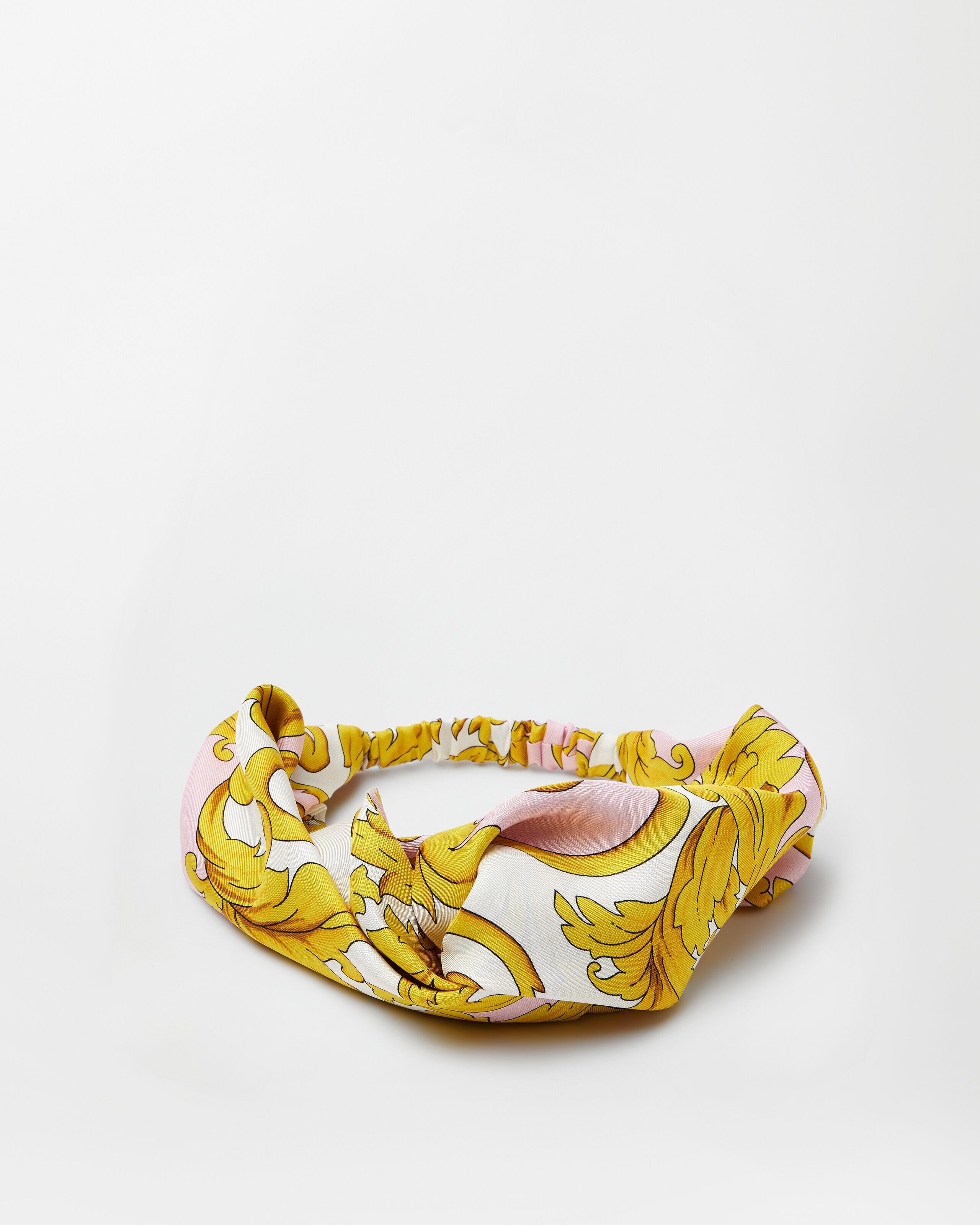 プリント シルク ツイル ヘッドバンド イエロー,ピンク | VERSACE JP