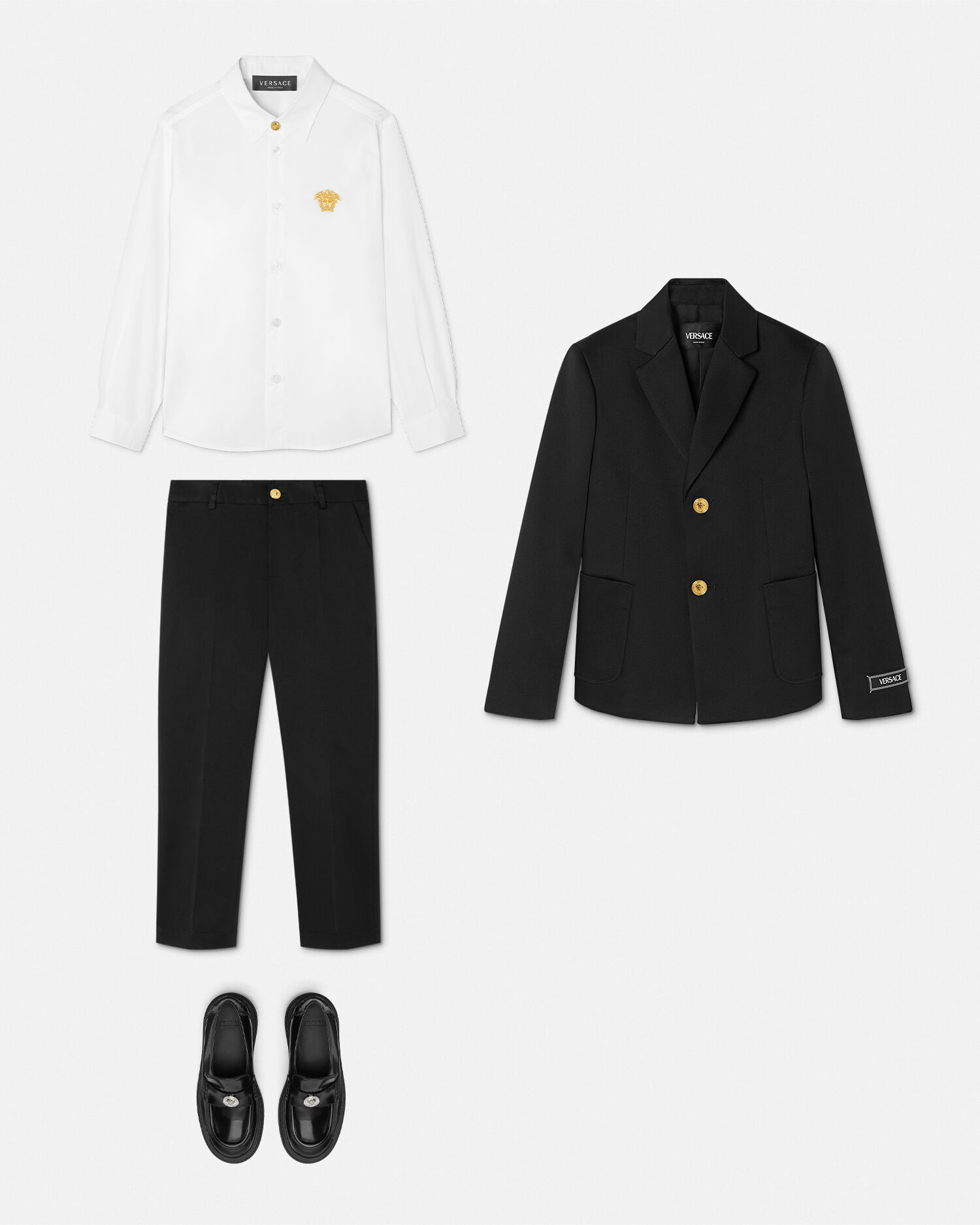 VERSACE☆キッズ メドゥーサ ストライプ コットン シャツ Versace Kids メドゥーサ ストライプ シャツ | ホワイト