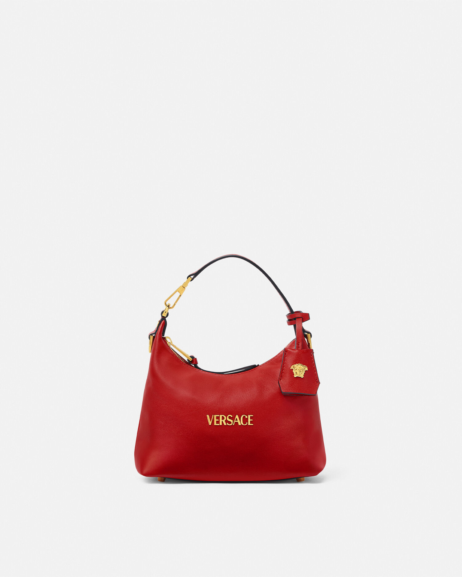 GIANNI VERSACE ミニハンドバッグ　レザー　赤　ゴールドチャーム GIANNI VERSACE ミニハンドバッグ レザー 赤 ゴールドチャーム - メルカリ