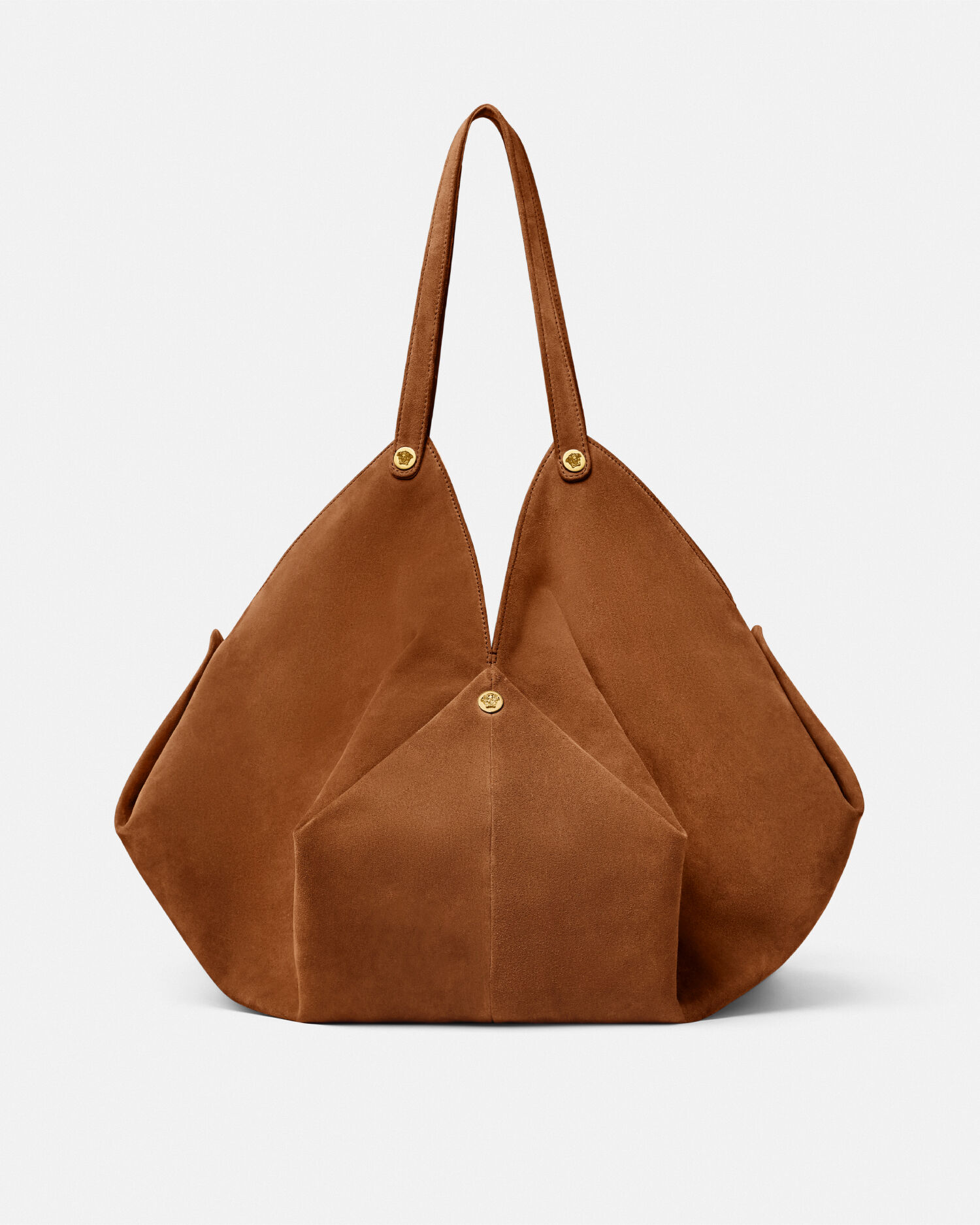 プロテア ラージ スエード ショルダー バッグ ブラウン,ゴールド