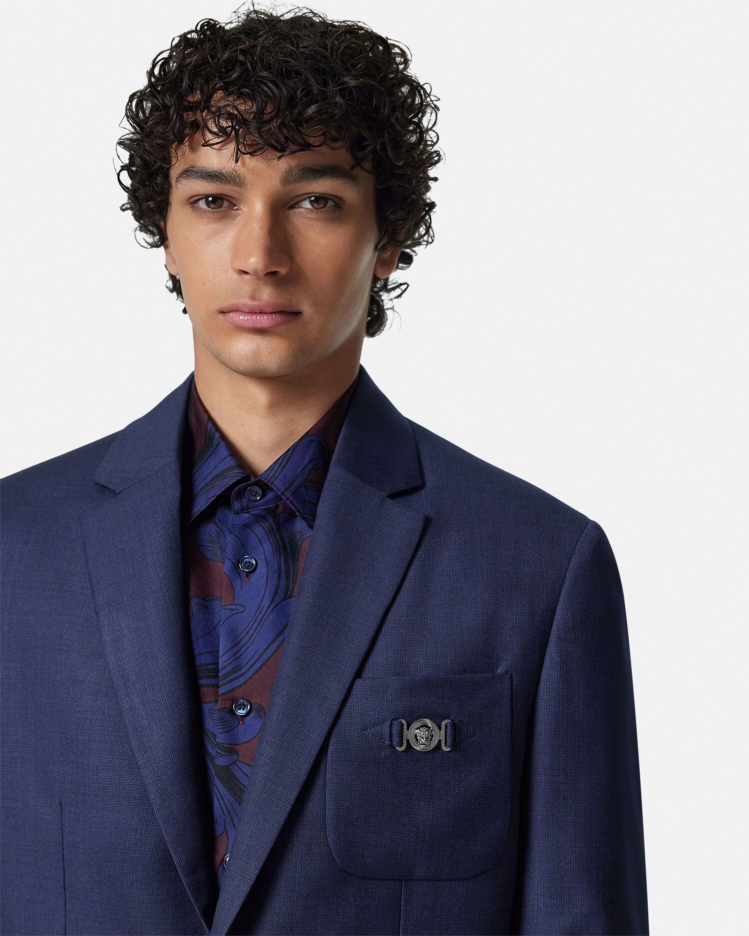 ウール シングルブレスト ブレザー ブルー | VERSACE JP