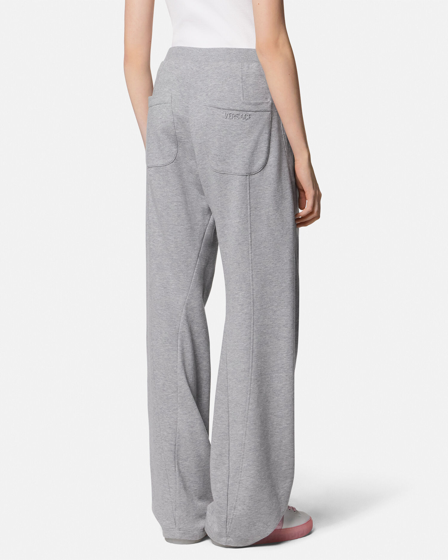 カシミヤブレンド ロゴ ツイスト スウェットパンツ グレー | VERSACE JP