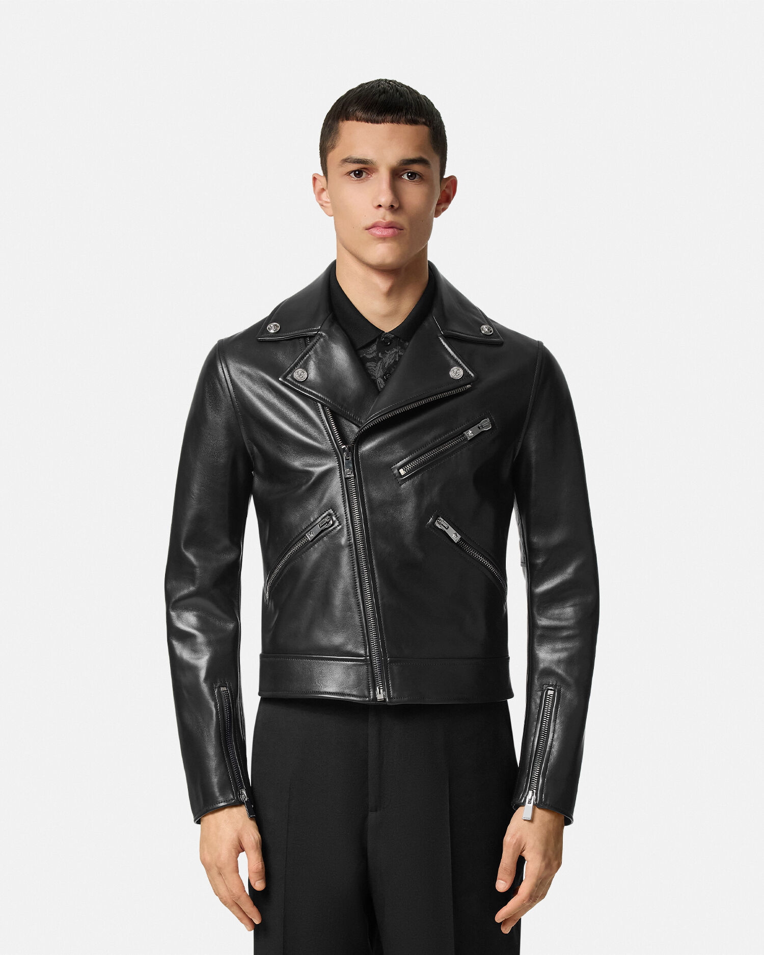 ナッパ バイカー ジャケット ブラック | VERSACE JP