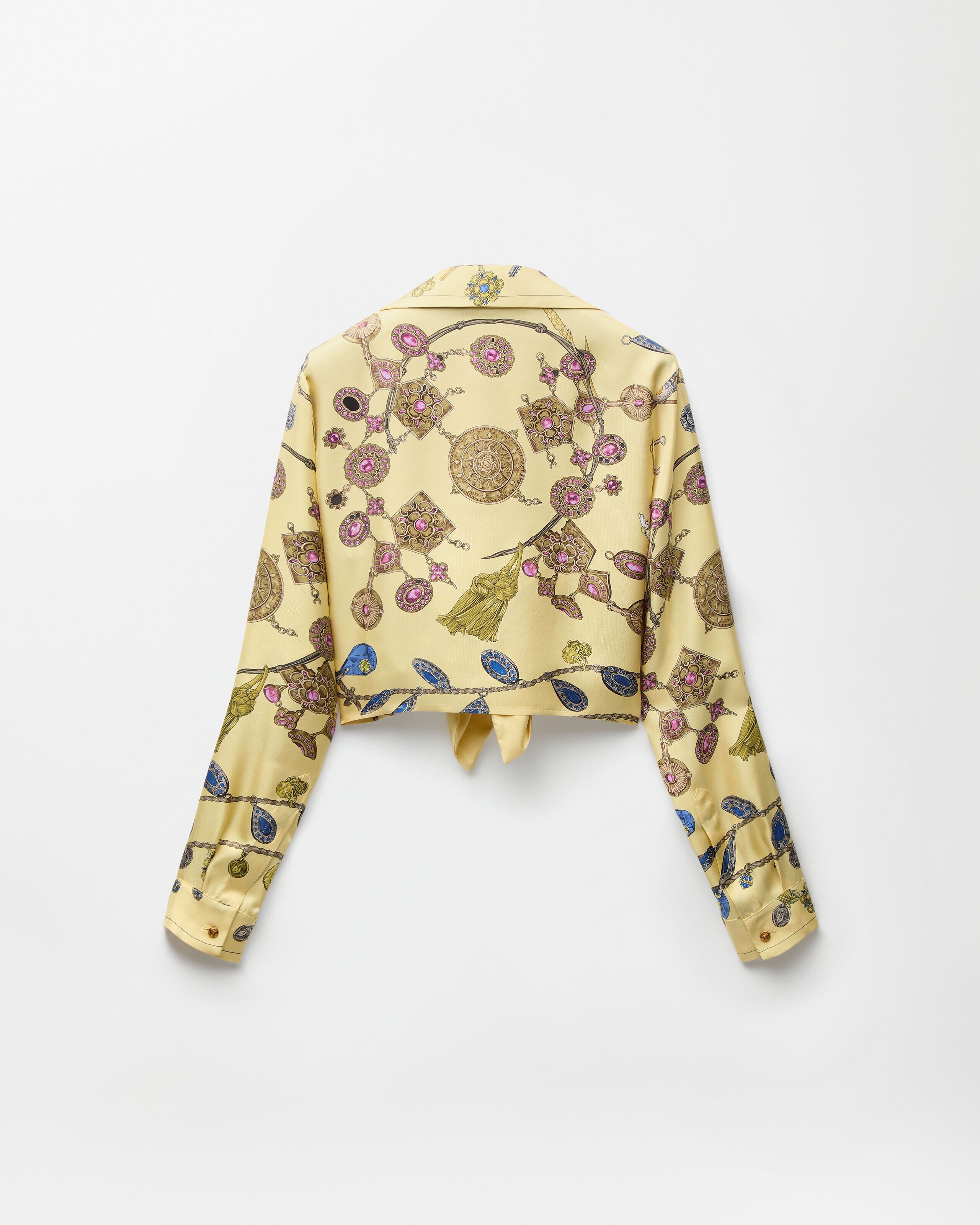 プリントクロップドシルクツイルシャツ イエロー | VERSACE JP