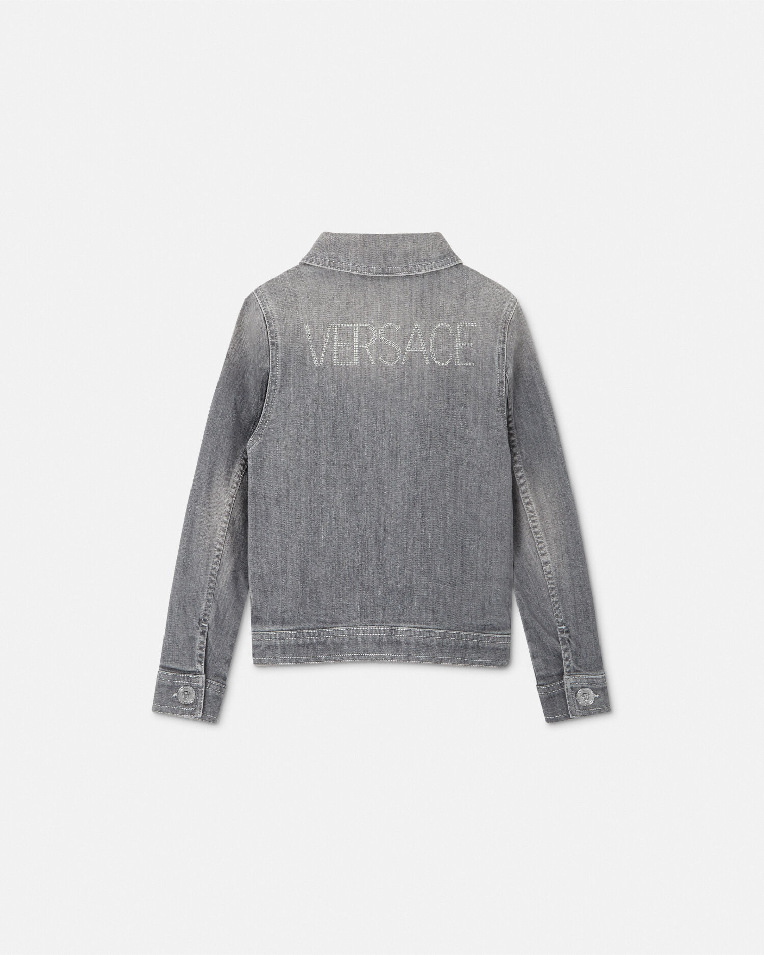 スタッド ヴェルサーチェ ロゴ キッズ デニム ジャケット グレー | VERSACE JP