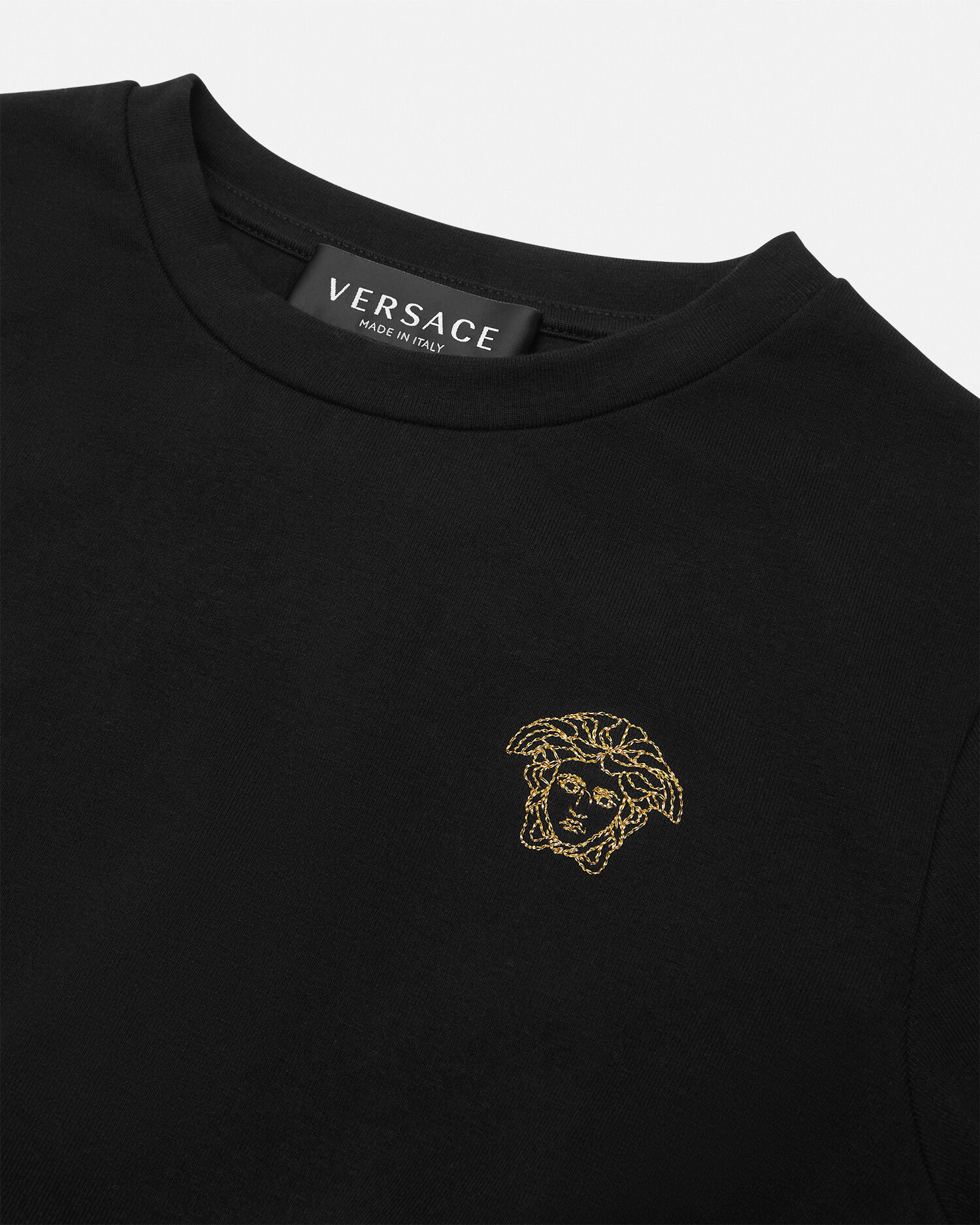 グレカ ボーダー クロップ キッズ Tシャツ ブラック | VERSACE JP