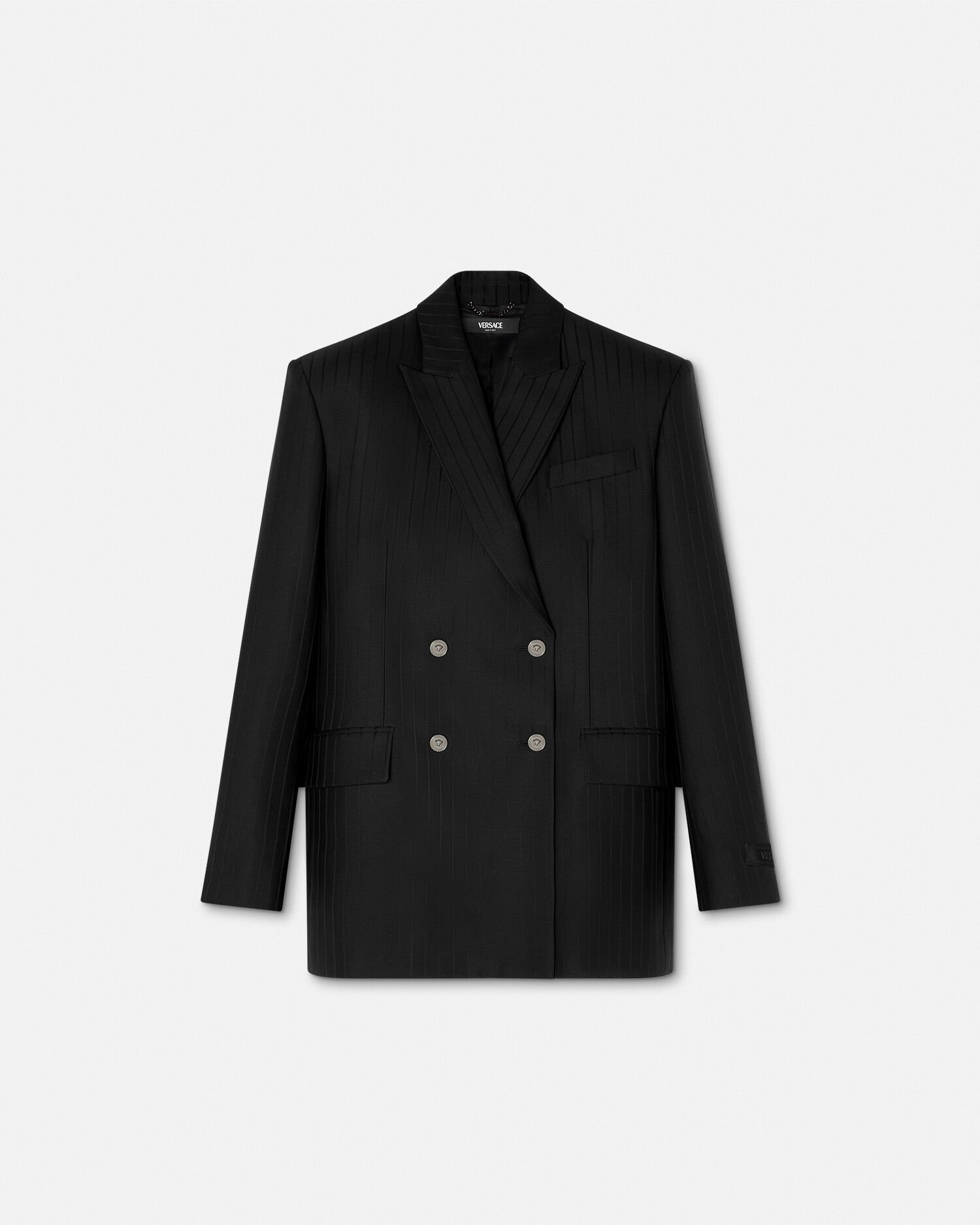 VERSACE スカートスーツセット黒 ジャンニヴェルサーチGIANNI VERSACE ピンヘッド柄ウール混紡