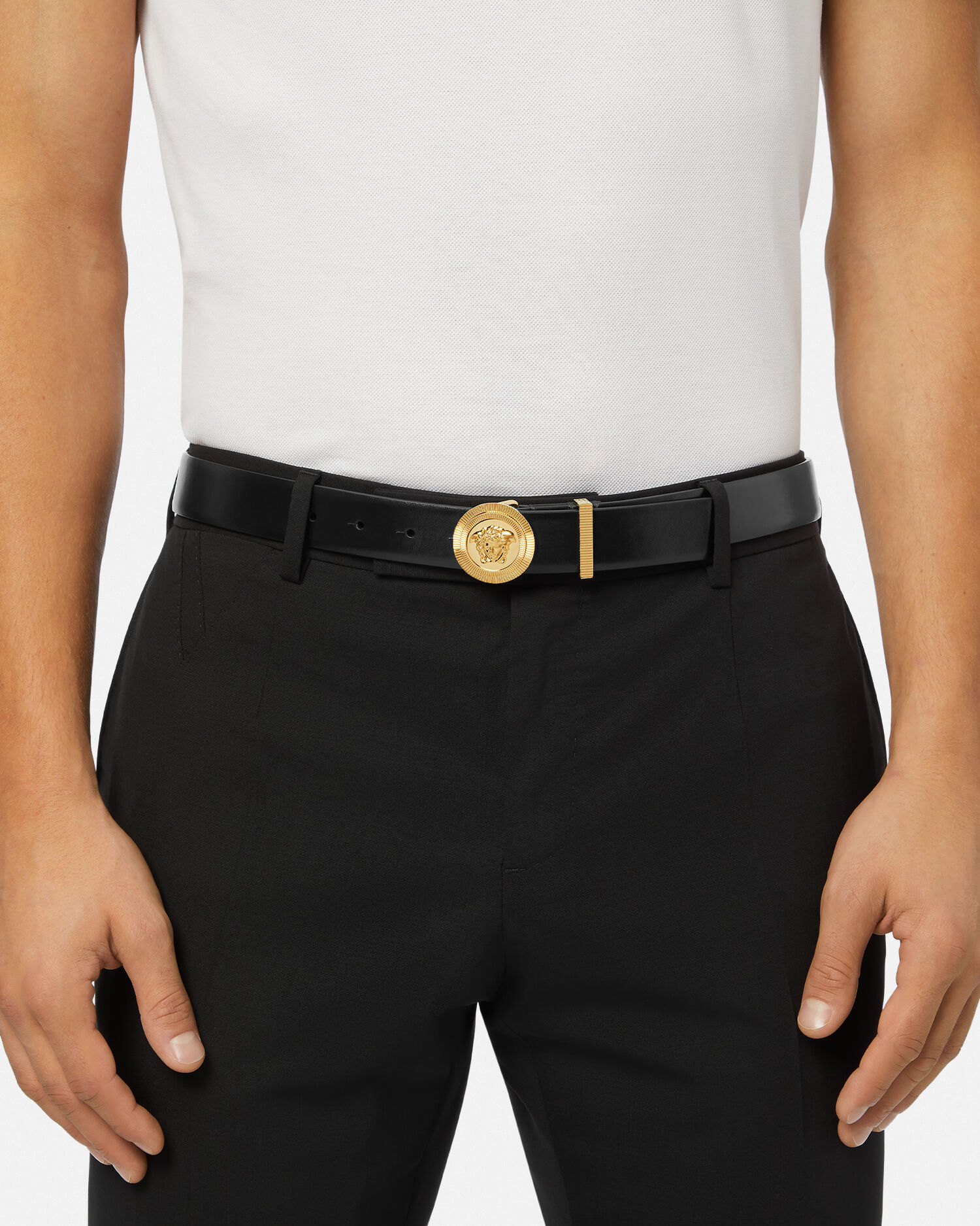サマーセール ミニグランド バンドル レザー ビギー メドゥーサ ベルト JP VERSACE | ブラック,ゴールド 小物