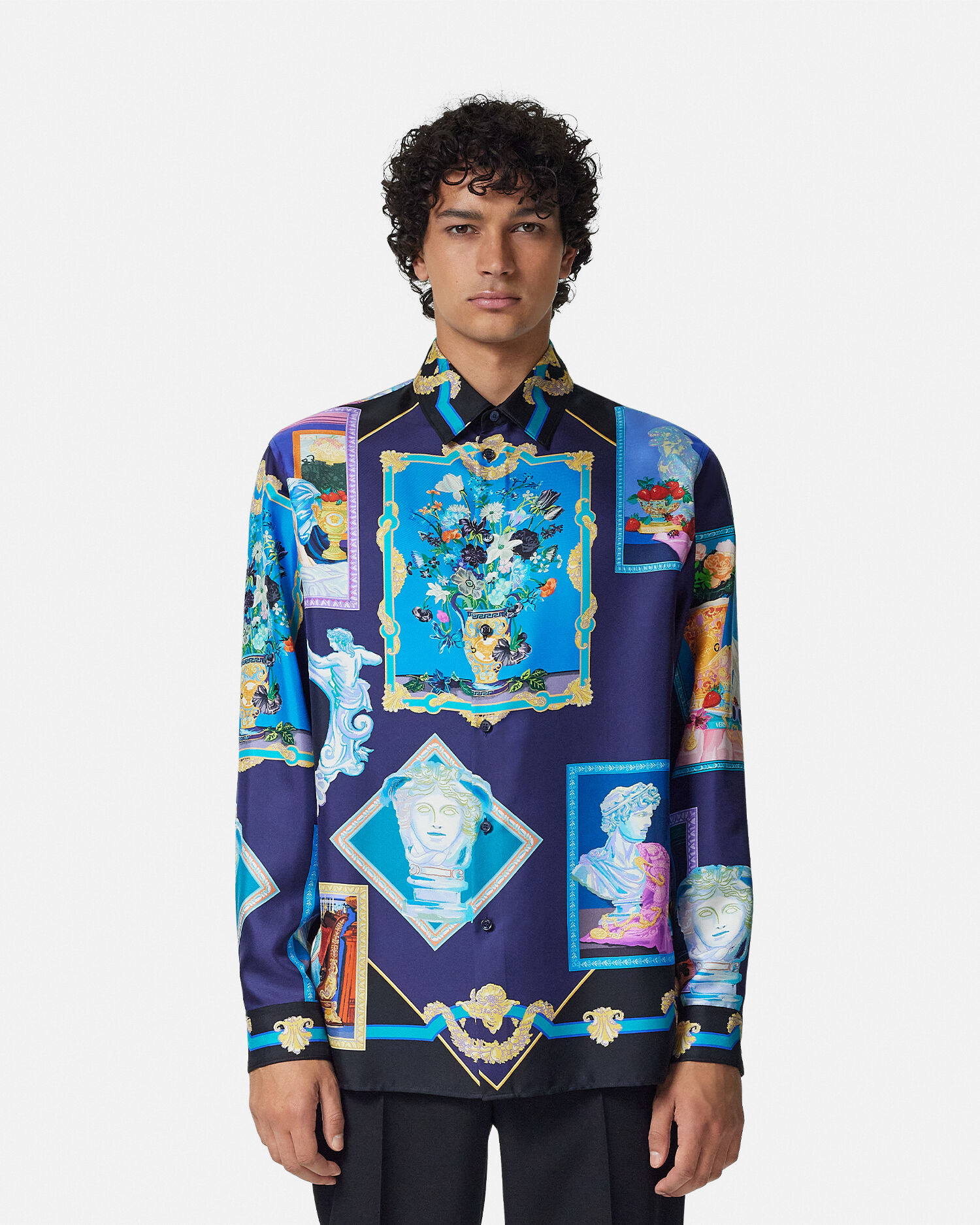 楽天市場】【アパレル】VERSACE ヴェルサーチ シャツ メンズ シルク100% リーフ柄 ダークネイビー 濃紺 ブラック 黒 #52  クリ—ニング済み 【中古】【k】【Blumin/森田質店】【質屋出店】 : Blumin 楽天市場店