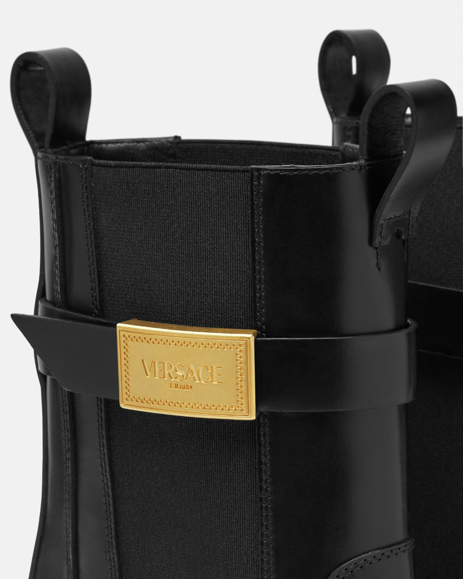美品 GIANNI VERSACE アンクルブーツ ベロア レザー ビックロゴ 0400021343738?wid=900