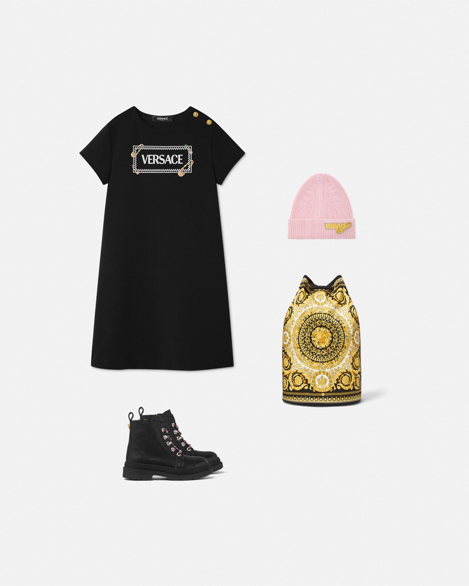 ドレス セーフティー ピン ロゴ キッズ ブラック | VERSACE JP