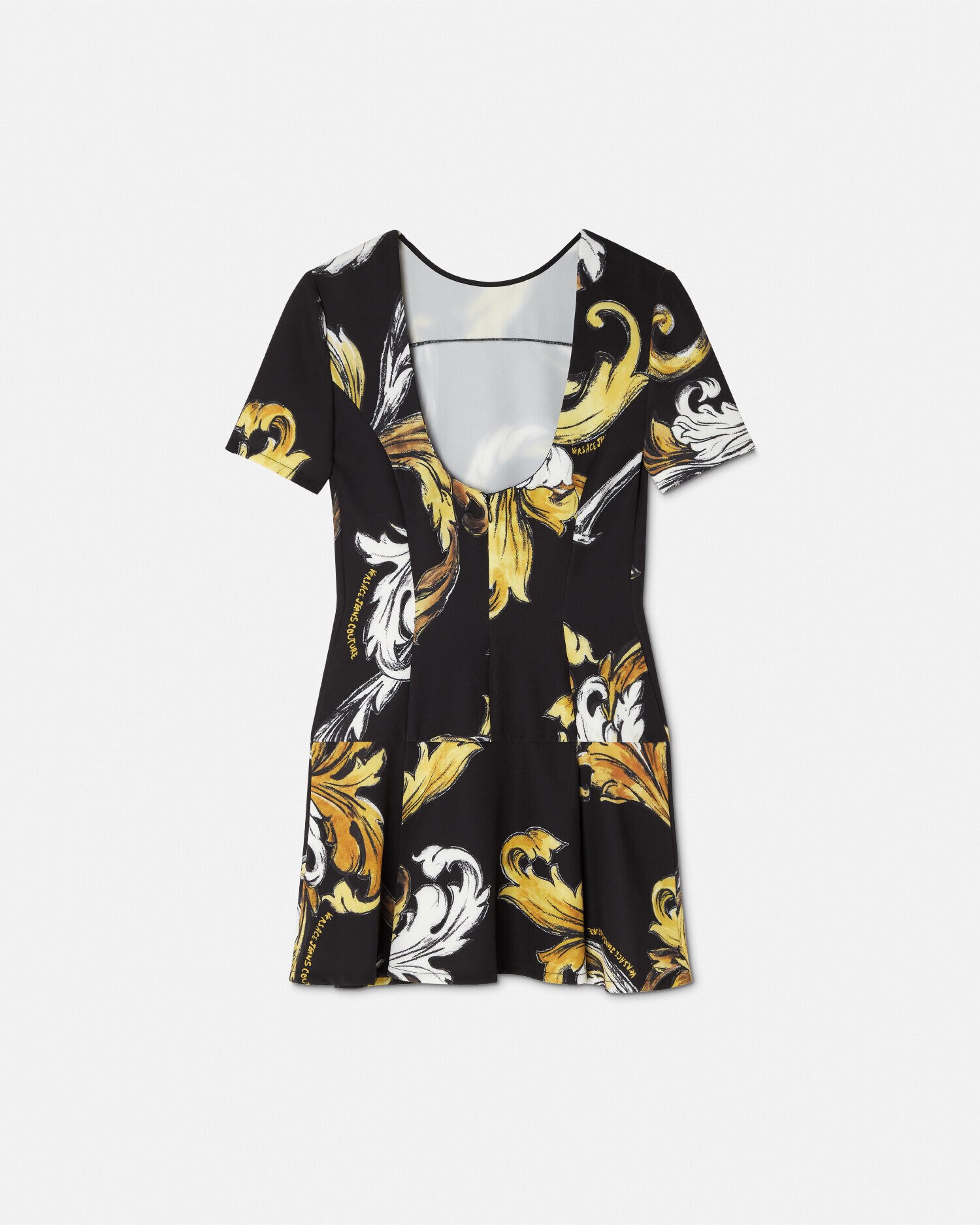 ★VERSACE★バロコ ミニ ドレス バロッコ シルク シャツ ミニ ドレス ブラック,プリント
