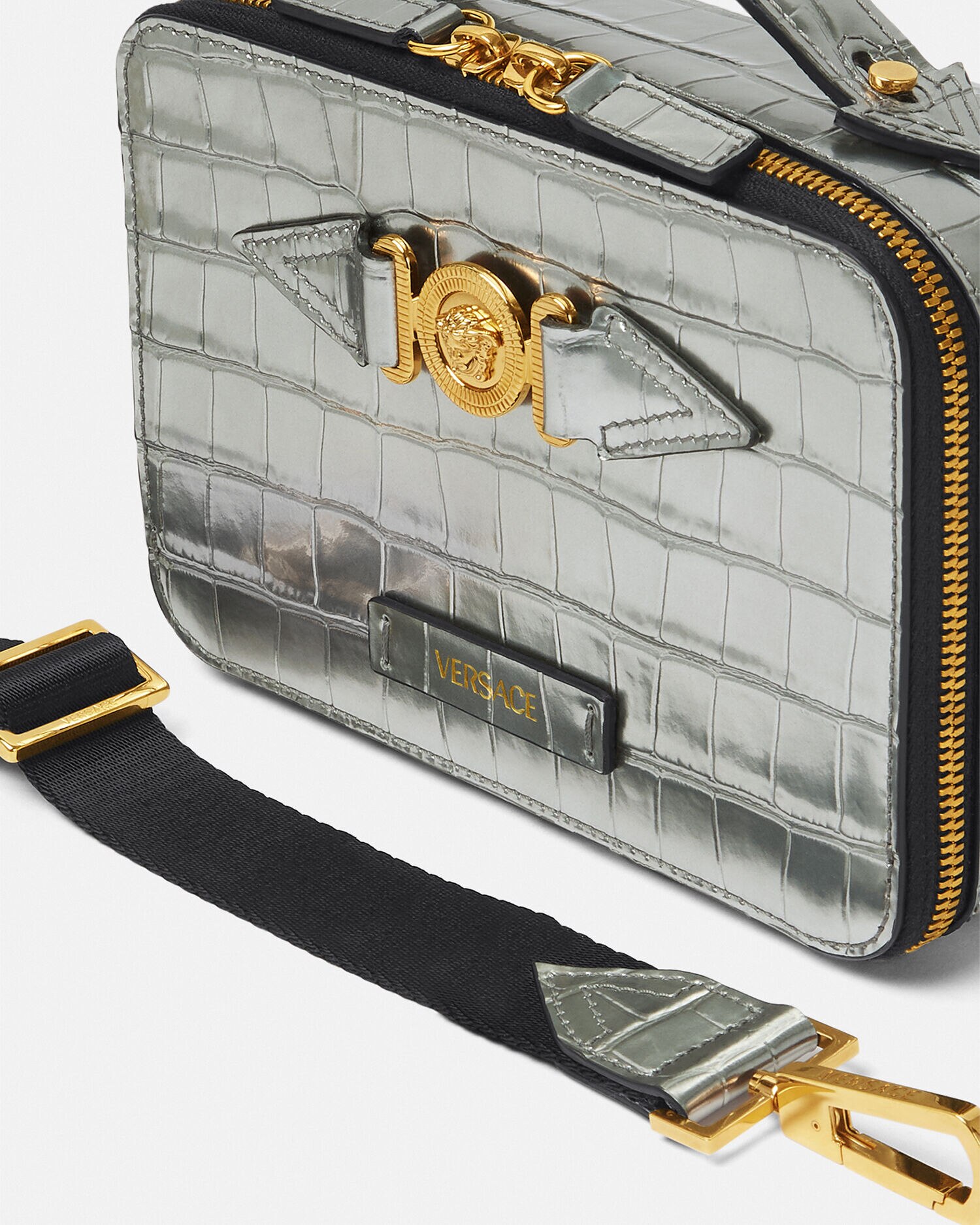Versace クロコ型押し メドゥーサ ビギー メッセンジャー バッグ | VERSACE