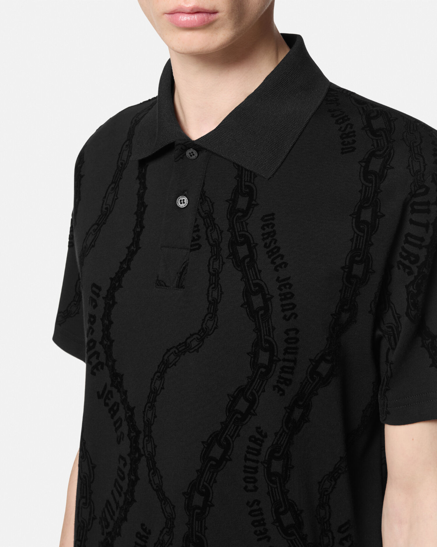 レギュラーフィット ポロ シャツ チェーン クチュール | VERSACE JP