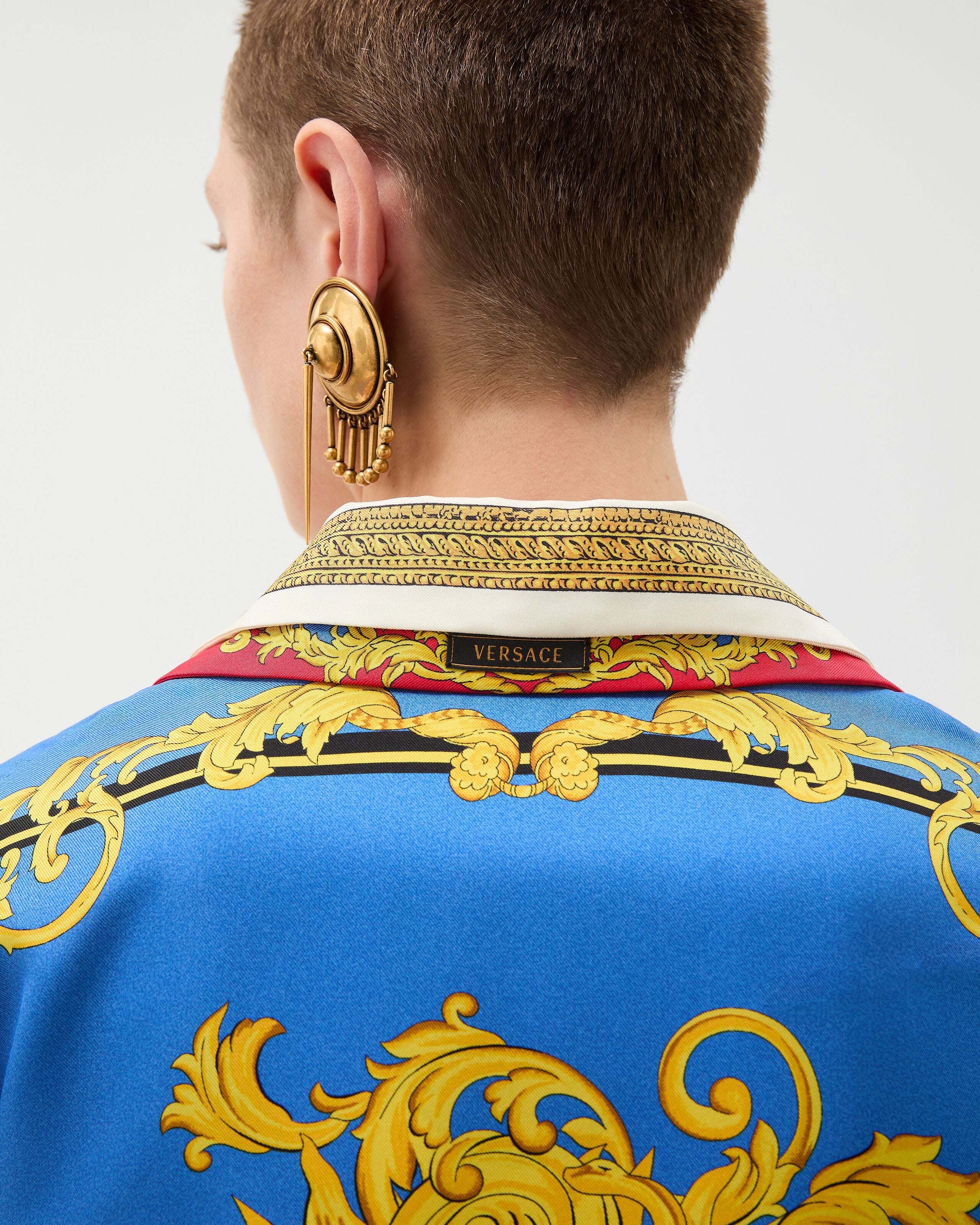 プリント シルク ツイル シャツ ブルー,プリント | VERSACE JP プリント シルク ツイル シャツ ブルー,プリント | VERSACE JP