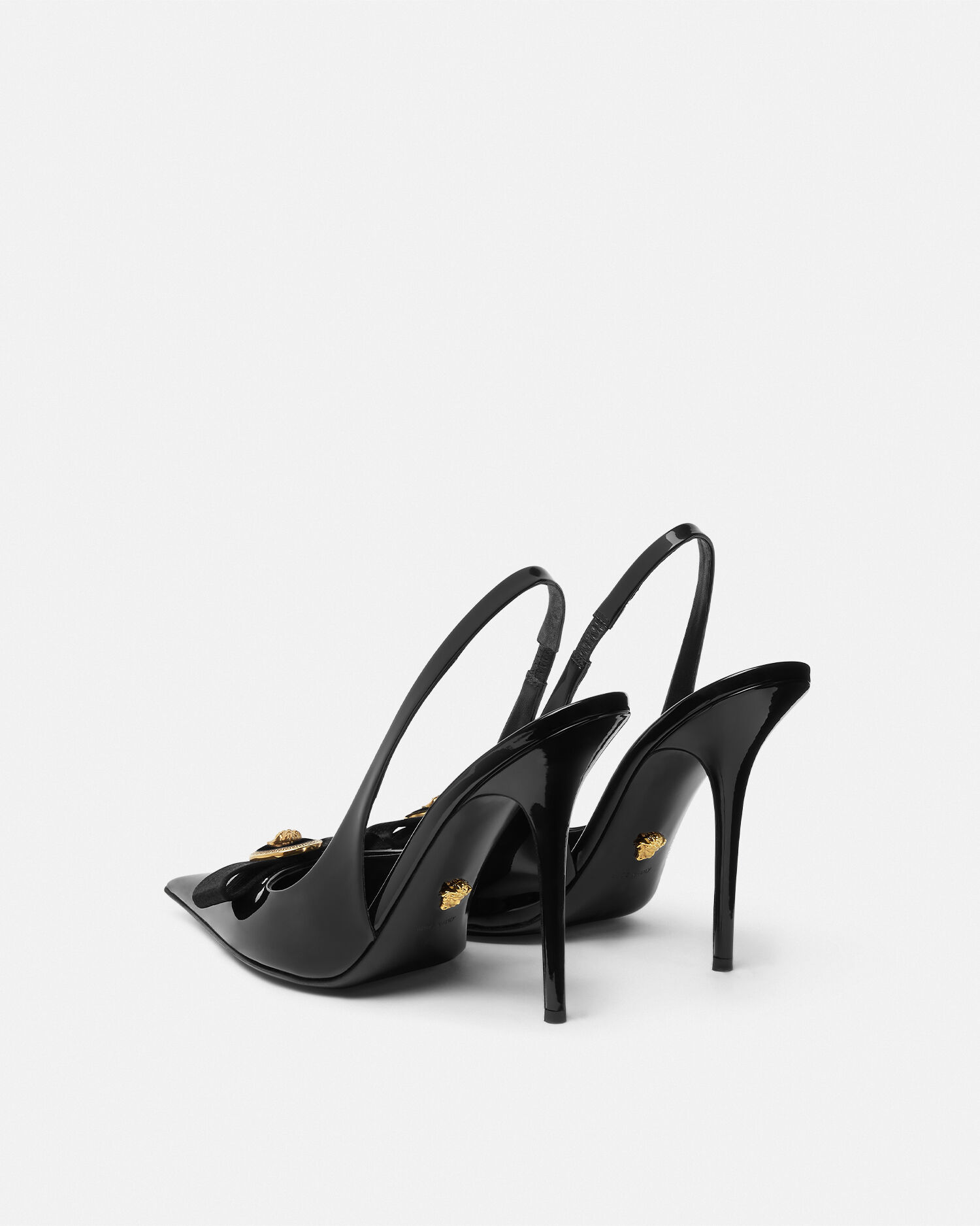 ジャンニ リボン パテント スリングバック 110 mm ブラック,ゴールド