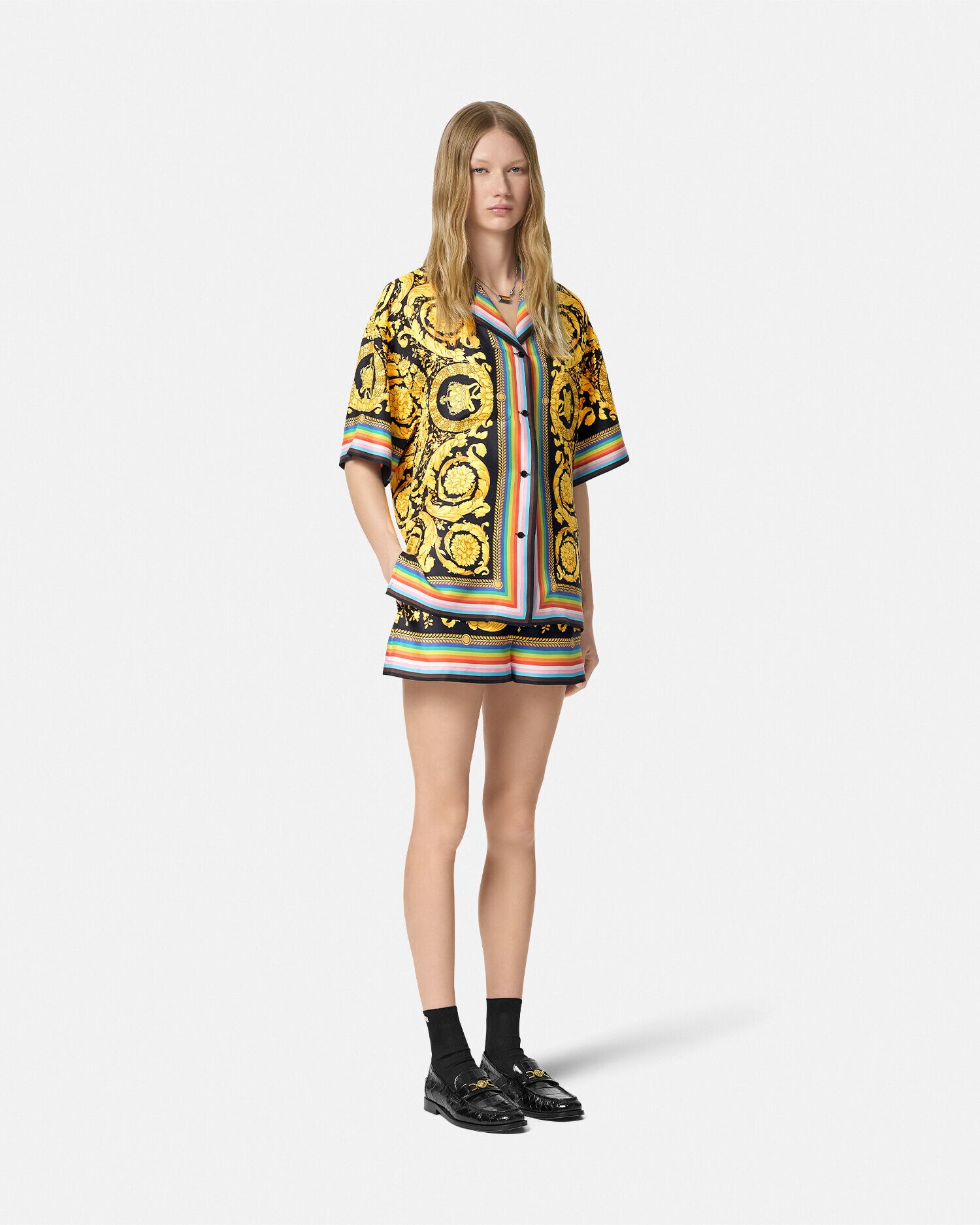 シルク シャツ プライド バロッコ ブラック,プリント | VERSACE JP