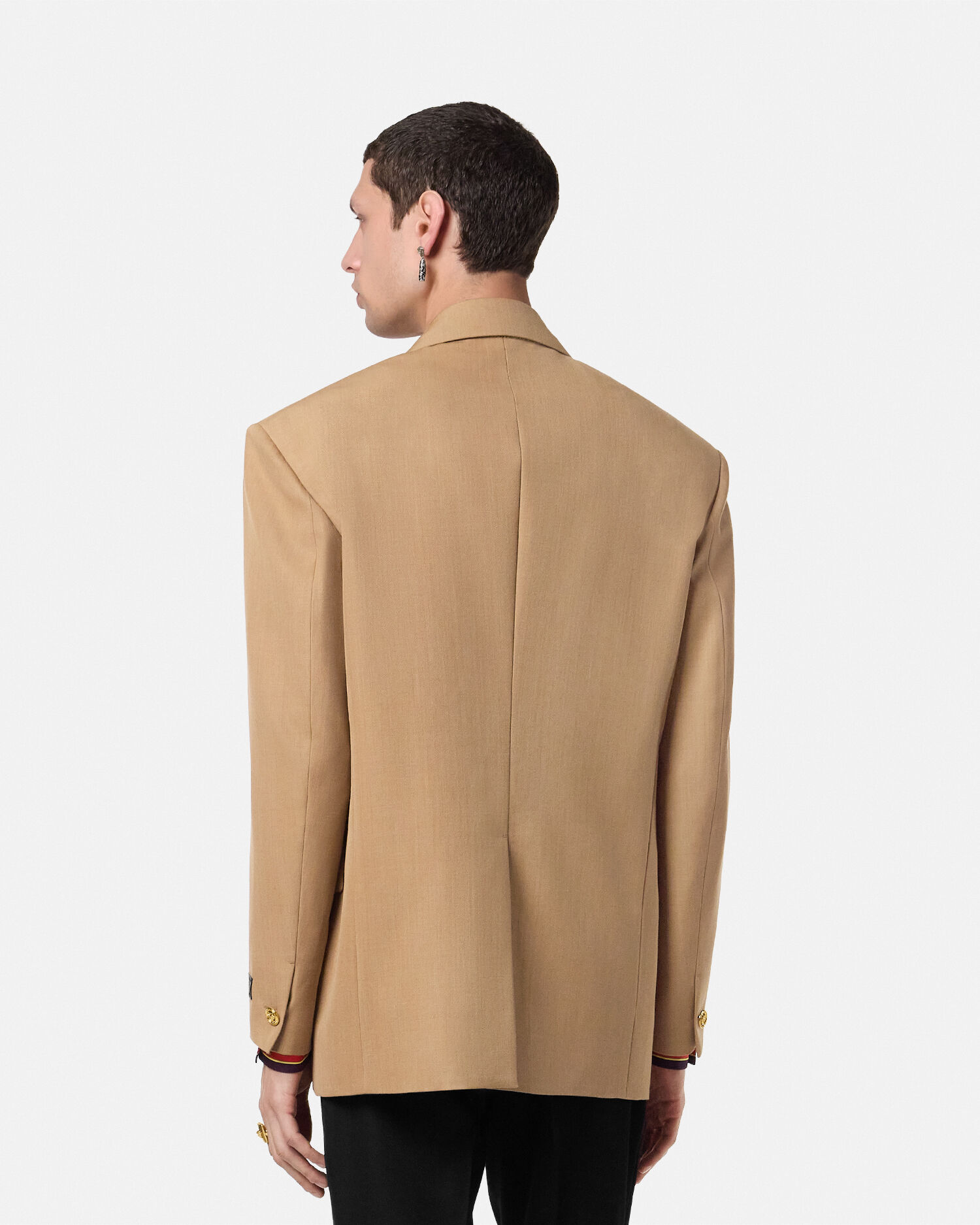 メランジ ウール ダブルブレスト ブレザー ブラウン | VERSACE JP