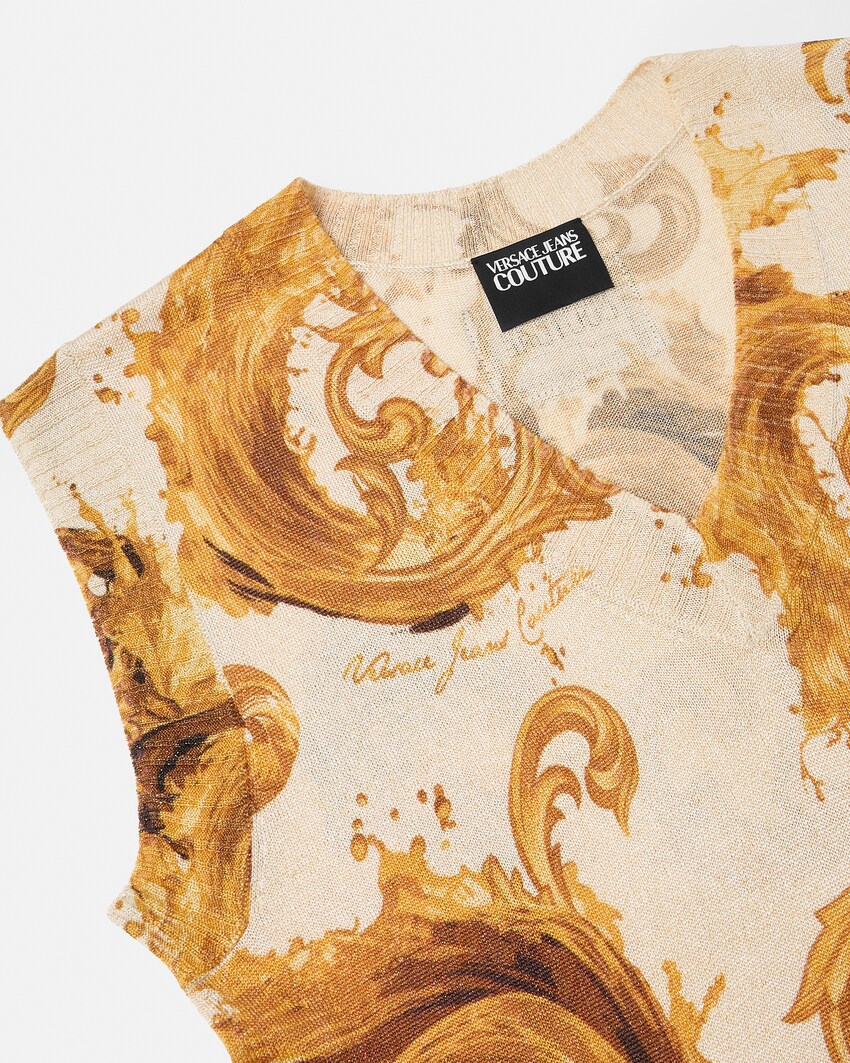 プリント ビスコース ニット ベスト ホワイト+プリント 2