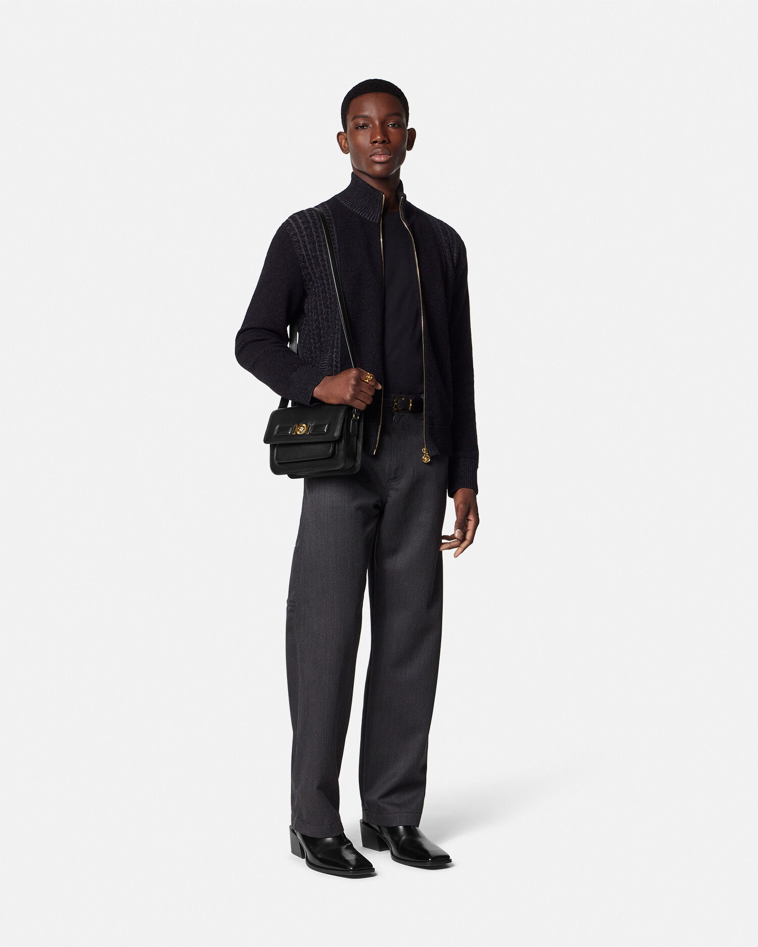 ジャカード ジッパー ニット セーター メドゥーサ グレー | VERSACE JP