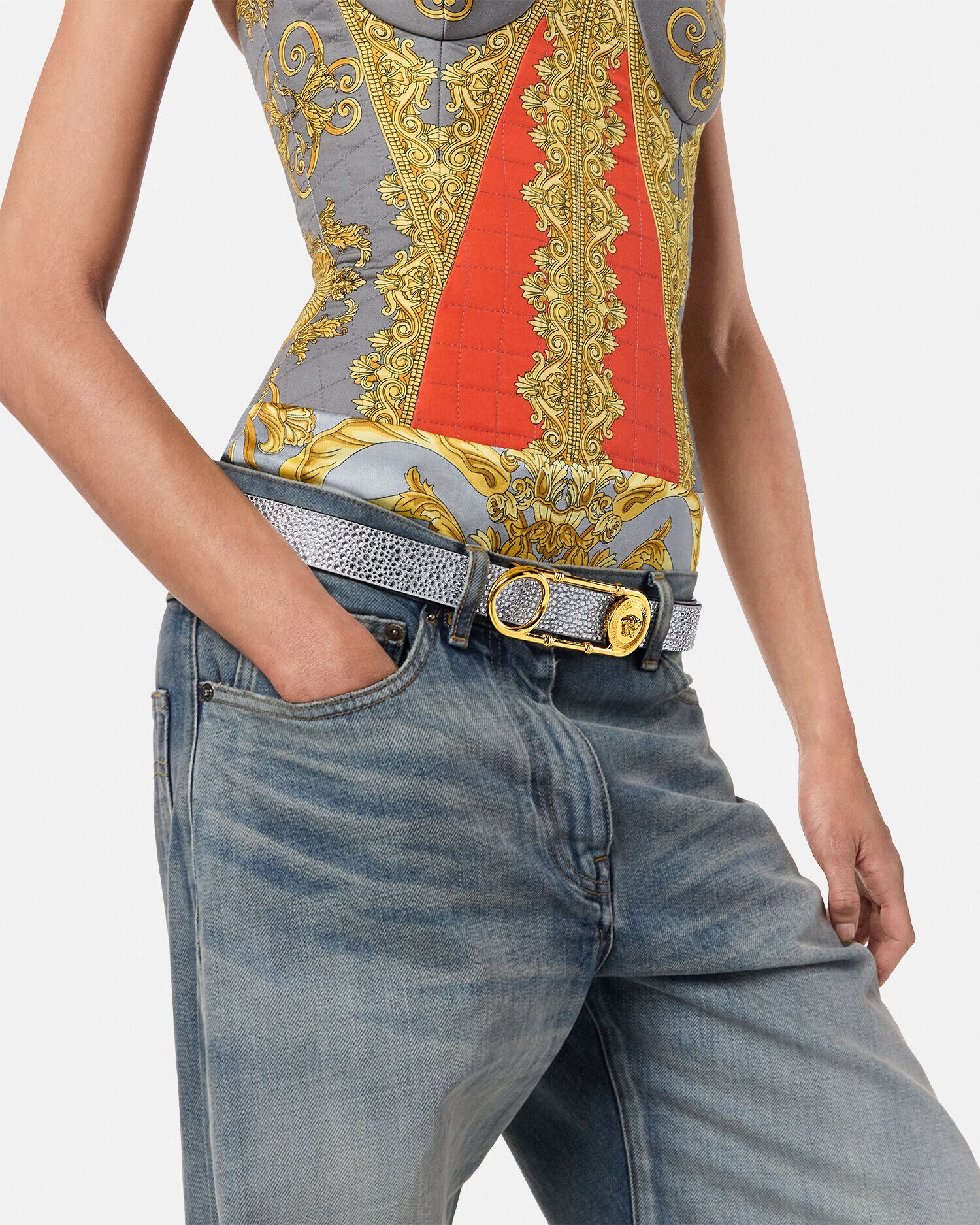 VERSACE セーフティーピンレザー ベルト t2163 ヴィンテージ/ジャンニ